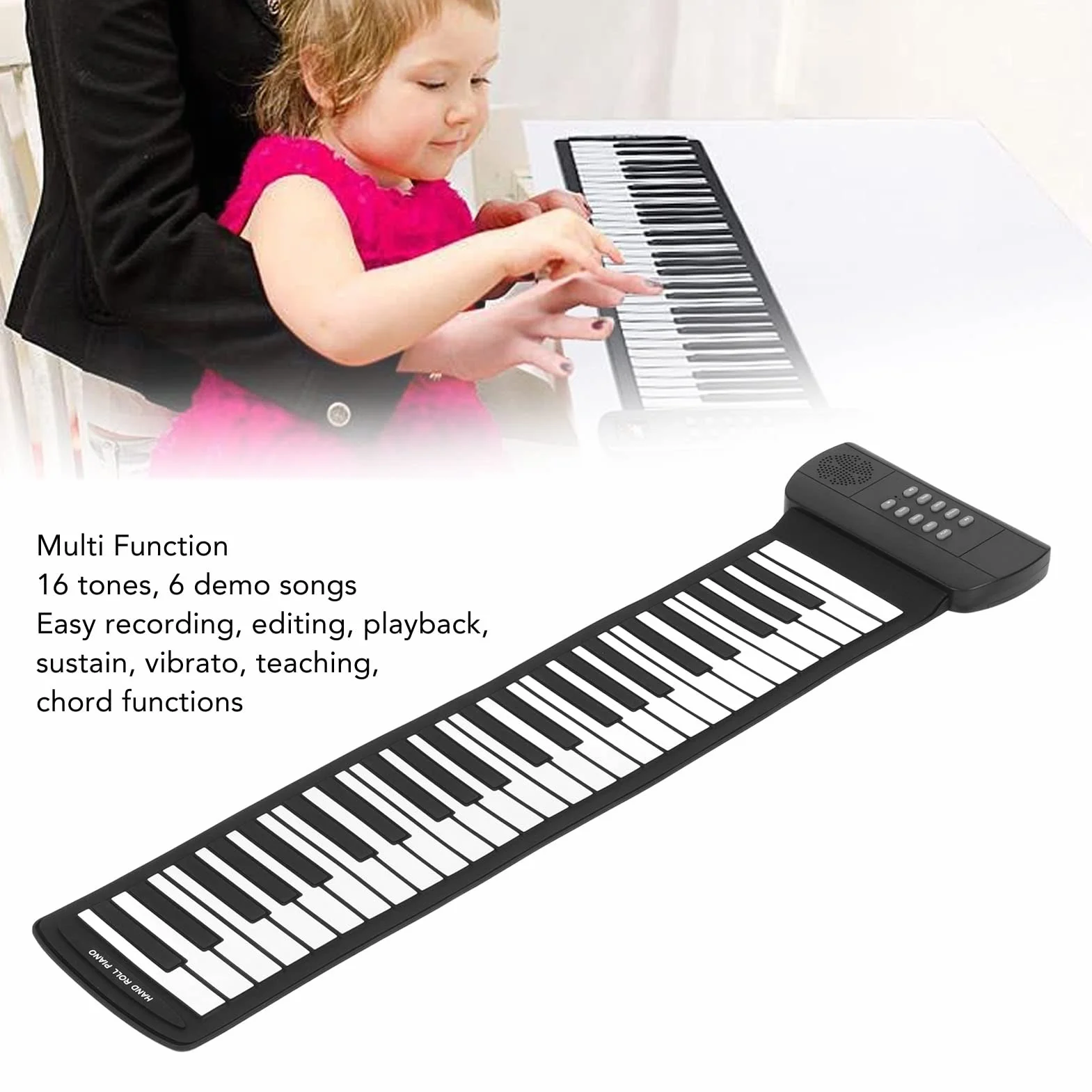 PM49H Roll Up Piano 49 Klawiszy Akumulatorowa Miękka Klawiatura Bluetooth MIDI Dźwięk Przestrzenny 4D Składane Pianino