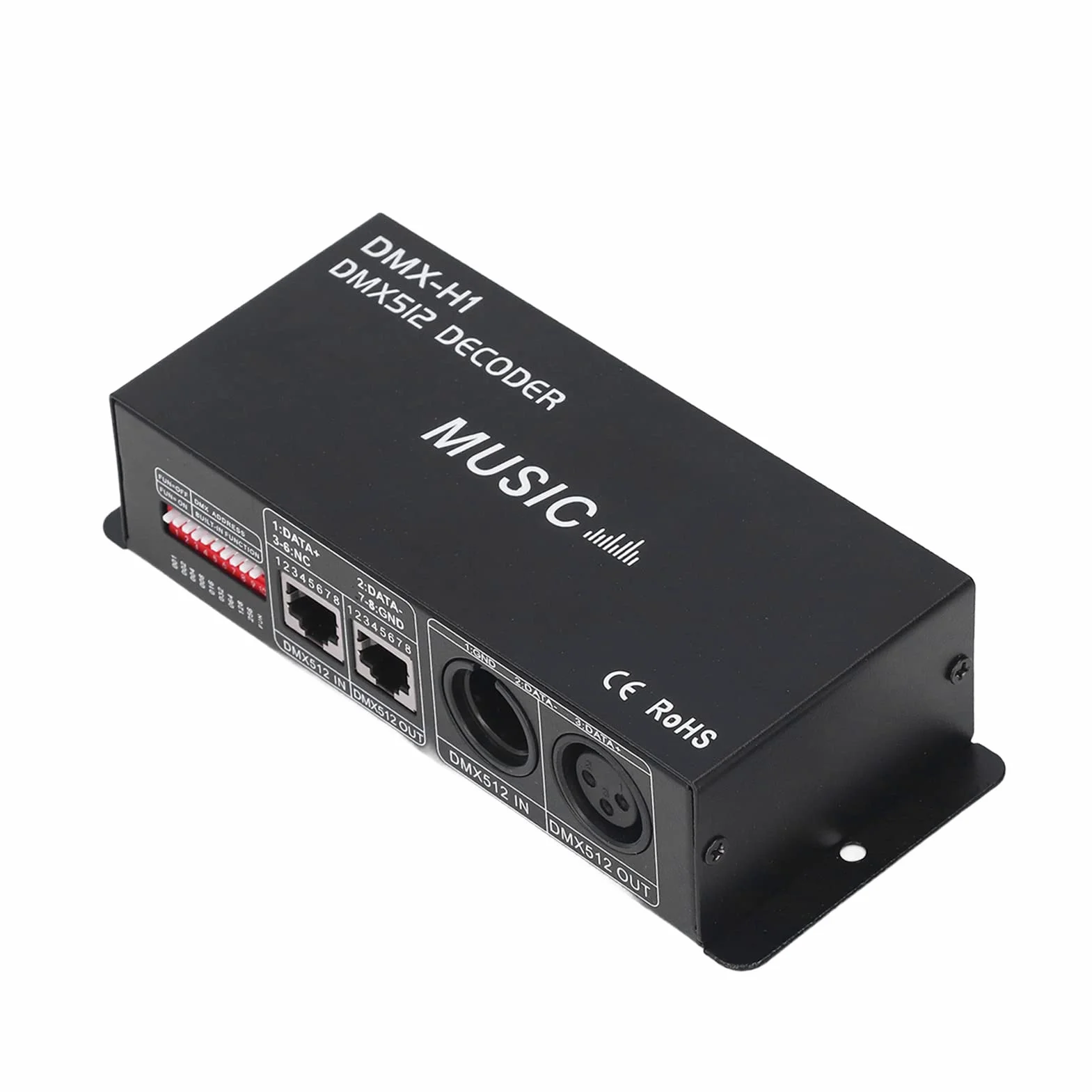 Kontroler LED DMX 512, 4-kanałowy Dekoder DMX, Kontrola Przyciemniania LED do Oświetlenia Scenicznego i urządzeń Nagrywających (8A na kanał)