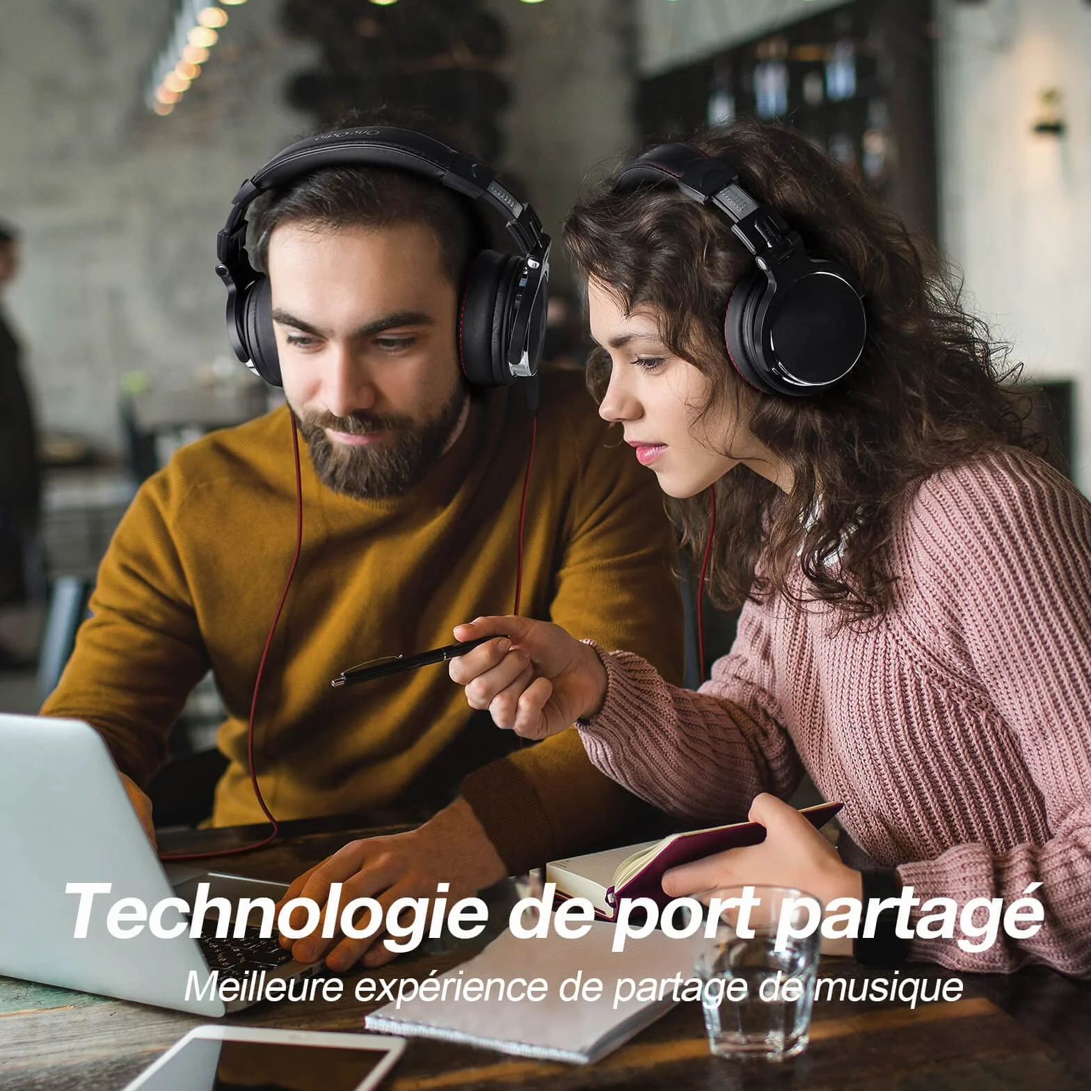 OneOdio Słuchawki nauszne HiFi z kablem, Share-Port, duży sterownik 50 mm, białko-skórzane nauszniki do DJ-ów, podcastów, nagrywania, monitora, bez adaptera, zamknięte słuchawki studyjne