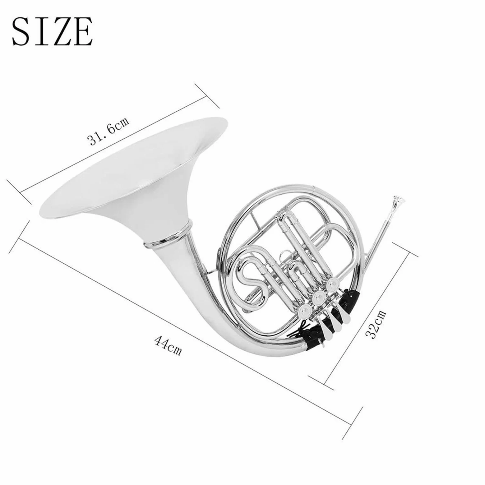 3 Klucze Srebrzony Róg Francuski Bb Dzielony Podwójny Rząd Mosiężny Instrument Muzyczny Z Akcesoriami