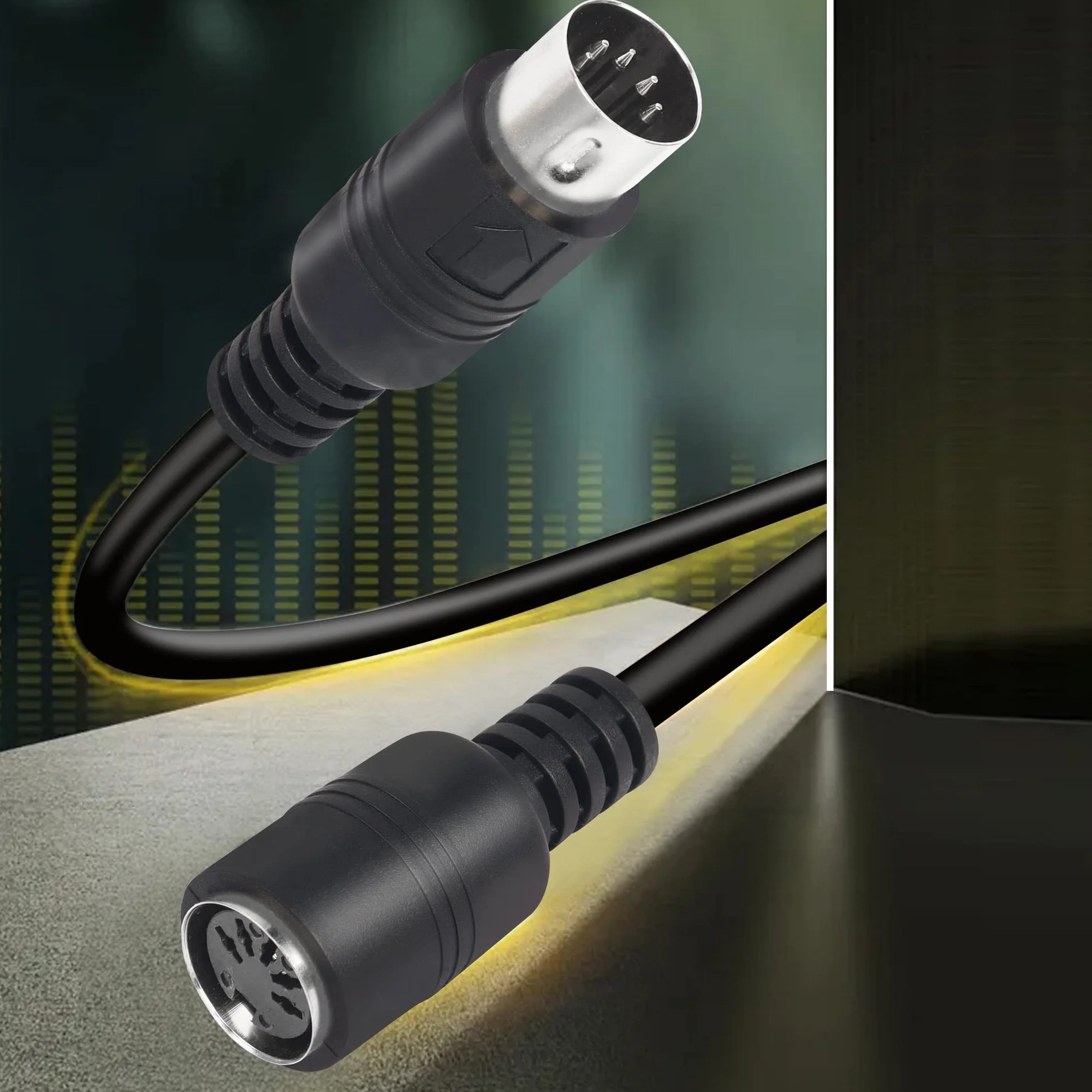 Kabel przedłużający MIDI DIN 5-pinowy męski na żeński kabel audio do syntezatora klawiatury MIDI, organów, fortepianu elektrycznego, gitary MIDI (50 cm)