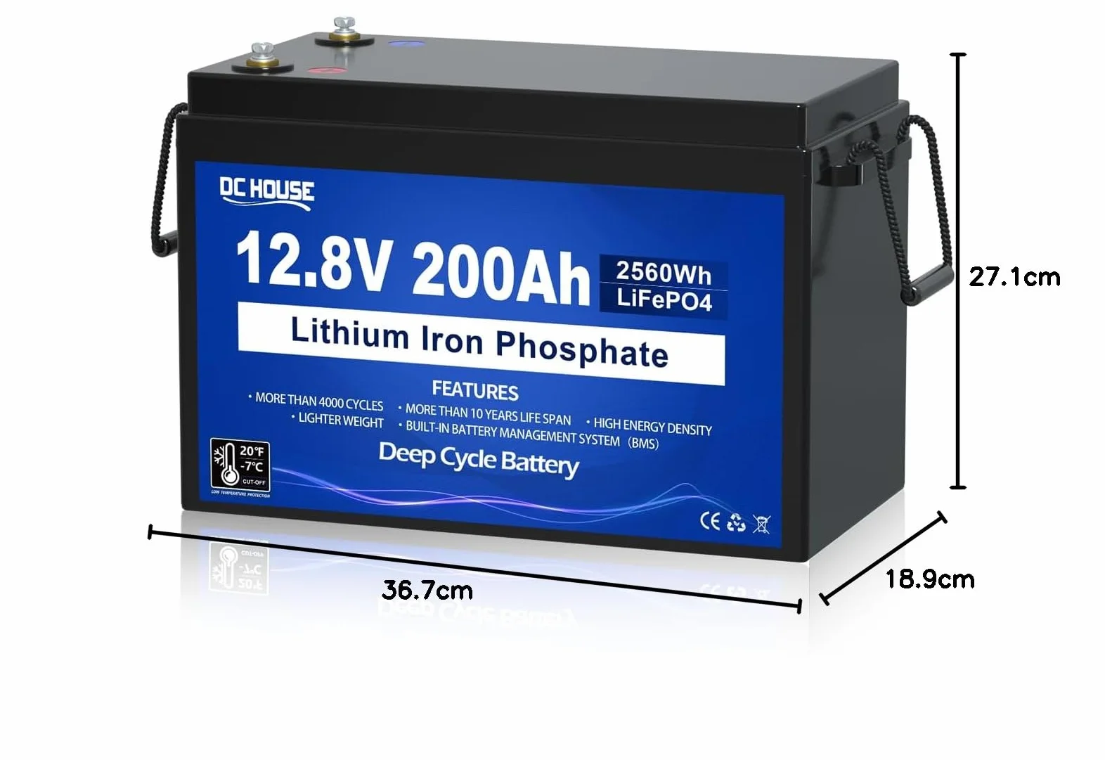 Akumulator LiFePO4 12 V, 200 Ah, ulepszona ochrona BMS 200 A, ochrona przed niską temperaturą, 4000-10000 cykli bateria litowa, idealna do samochodów kempingowych, instalacji solarnych, przyczep