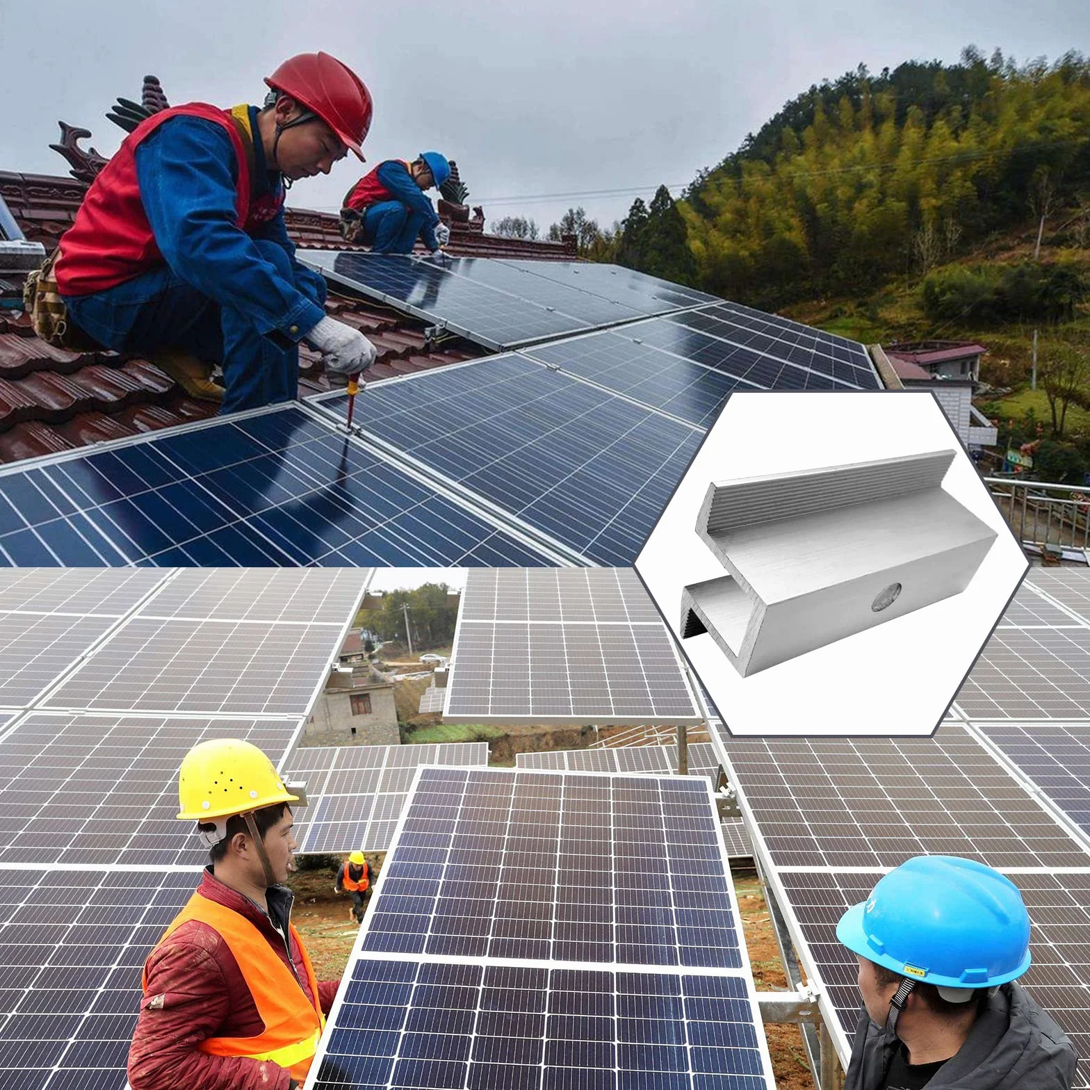 20 paneli słonecznych aluminiowe wsporniki mocujące do panelu słonecznego Zestaw montażowy do panelu słonecznego centralny zacisk wysokość modułu 30-50 mm