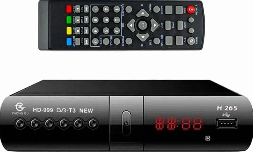 SQUADO DVBT-2 H.265 HEVC-10 FULL HD HDMI/SCART USB LAN z wyświetlaczem zdalnego sterowania