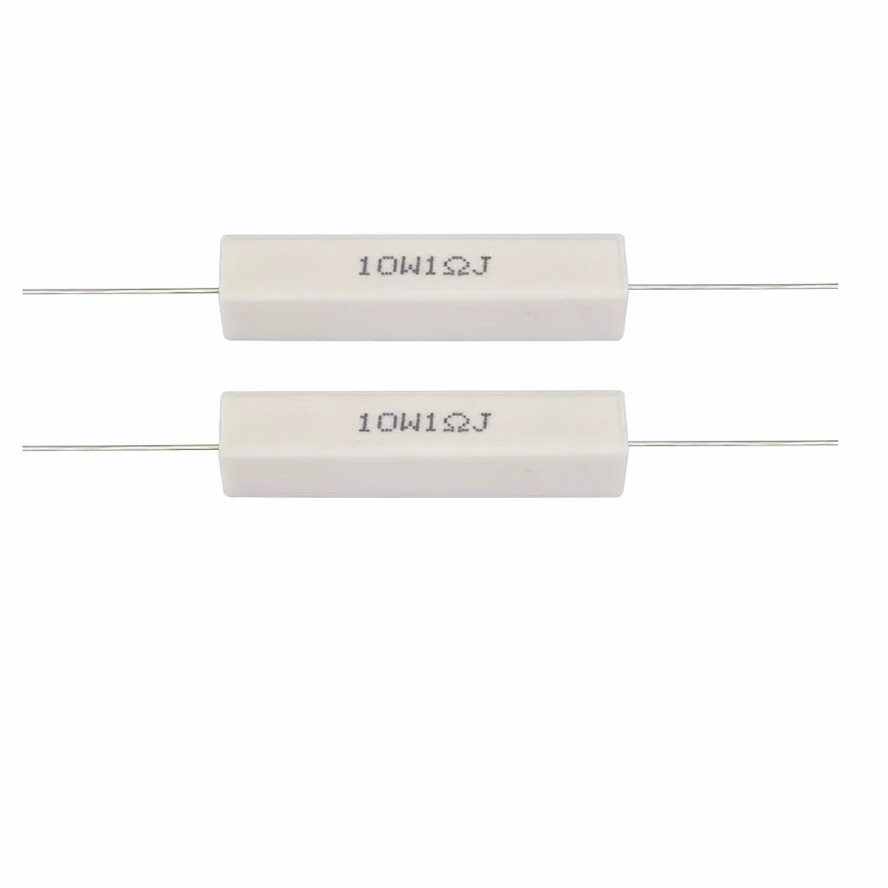 Rezystor ceramiczny 10 sztuk, 10 W rezystor cementowy Zestaw rezystorów dzielnika głośnika Ceramiczny 1 Ohm / 1,5 Ohm / 5 Ohm / 6 Ohm Cementowe rezystory mocy. (1 Ohm)