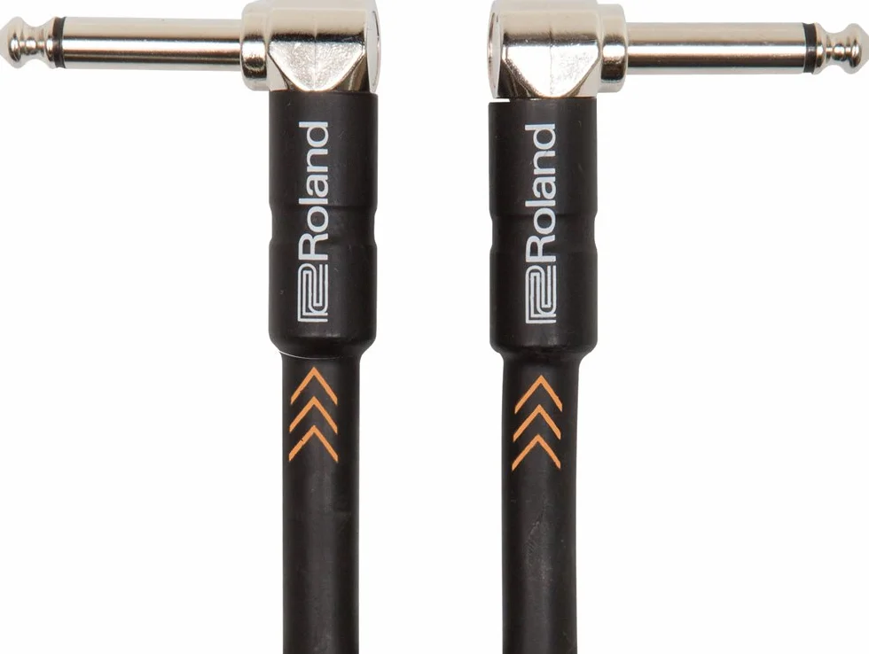 Roland Black Series kabel patch/ – kabel patch/ – kątowa wtyczka jack 6,3 mm, długość: 15 cm – RIC-BPC