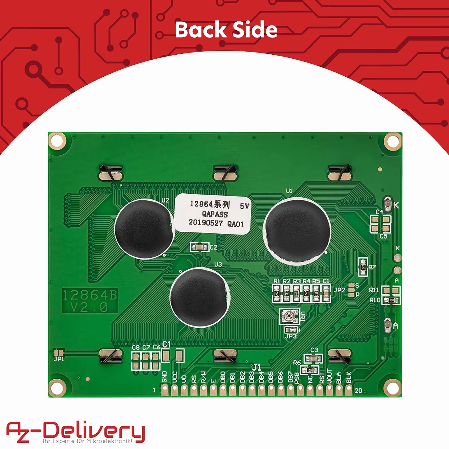 AZDelivery 3 x LCD Display 128 x 64 Pixel 12864 Display KS0108/KS0107 z 4x20 znaków z niebieskim tle i białe znaki kompatybilny z Arduino i Raspberry Pi tym e-Book!