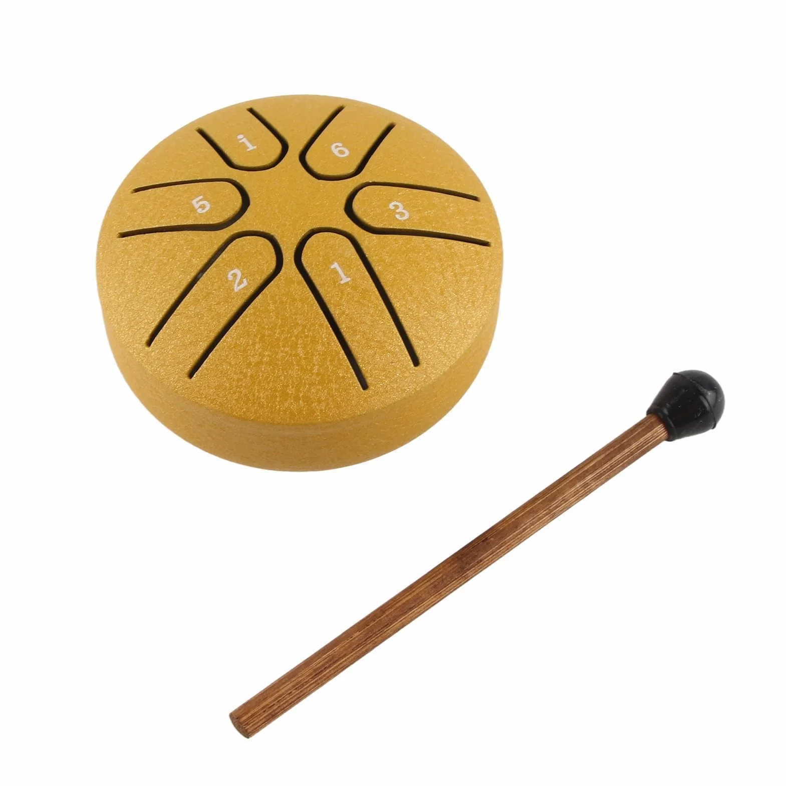 Stalowy Bęben Językowy Mini Bęben Ręczny z Podudziem 6 Nutowy Instrument Perkusyjny Zarówno dla Początkujących, Jak i Doświadczonych Muzyków (Złoto)