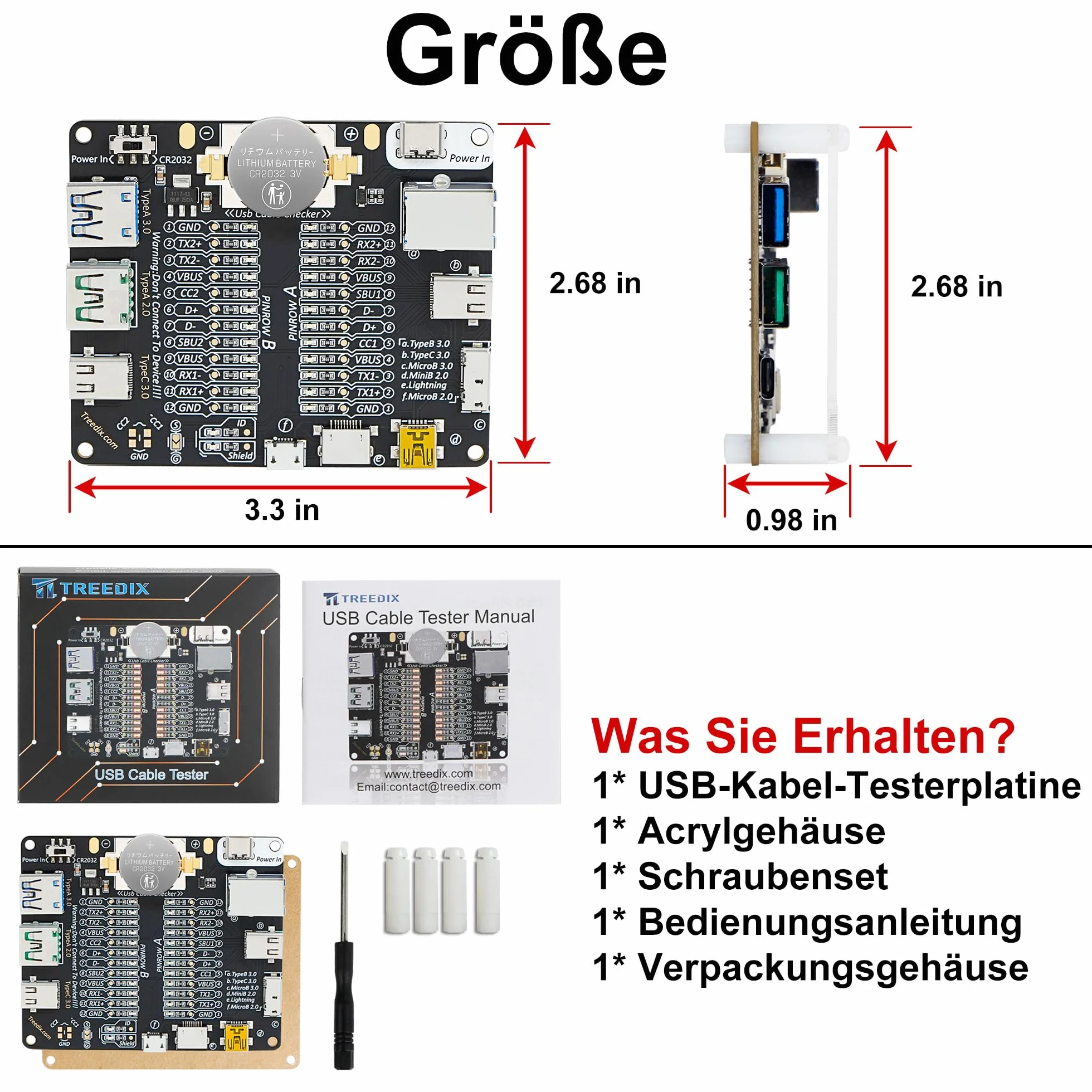 Treedix usb Tester - Płytka Kontrolna do Testowania Kabli
