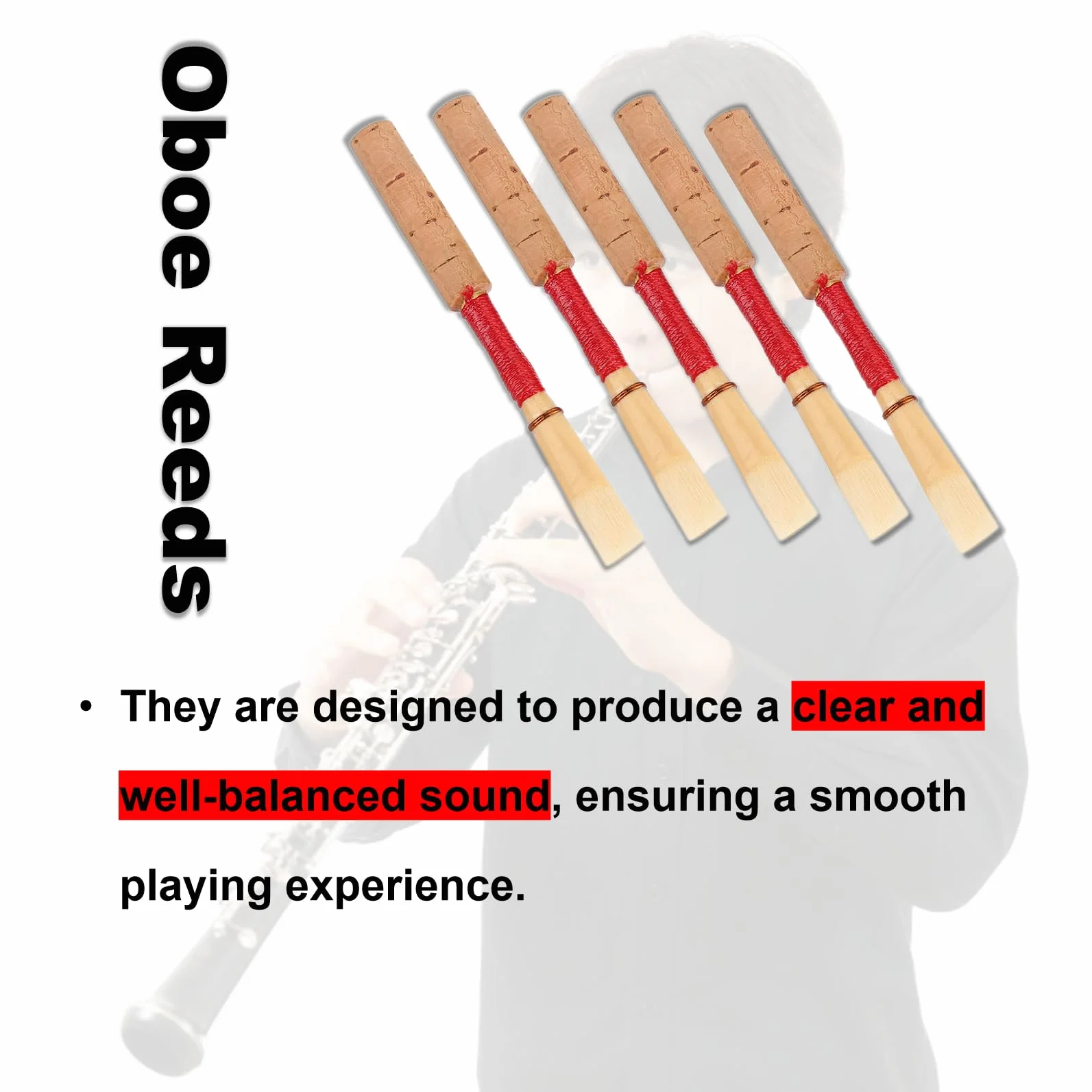 5 sztuk stroików do oboju oboe reed mi?kkie, ?redniej wytrzyma?o?ci, r?cznie robione, trwa?e i mocne akcesoria cz??ci zamienne do instrumentów d?tych oboe reeds Muziekinstrumenten