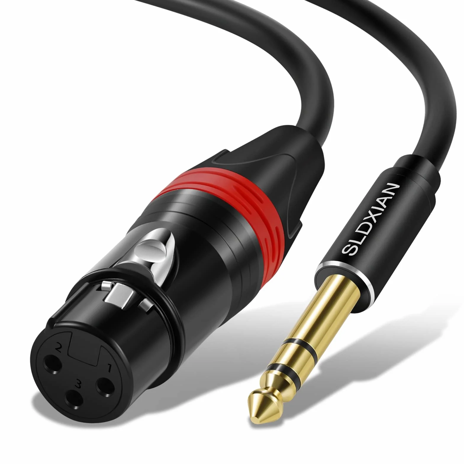 XLR Jack kabel XLR żeński do gniazda 6,35 mm do mikrofonu, wzmacniacza, miksera (emale, 3 m)