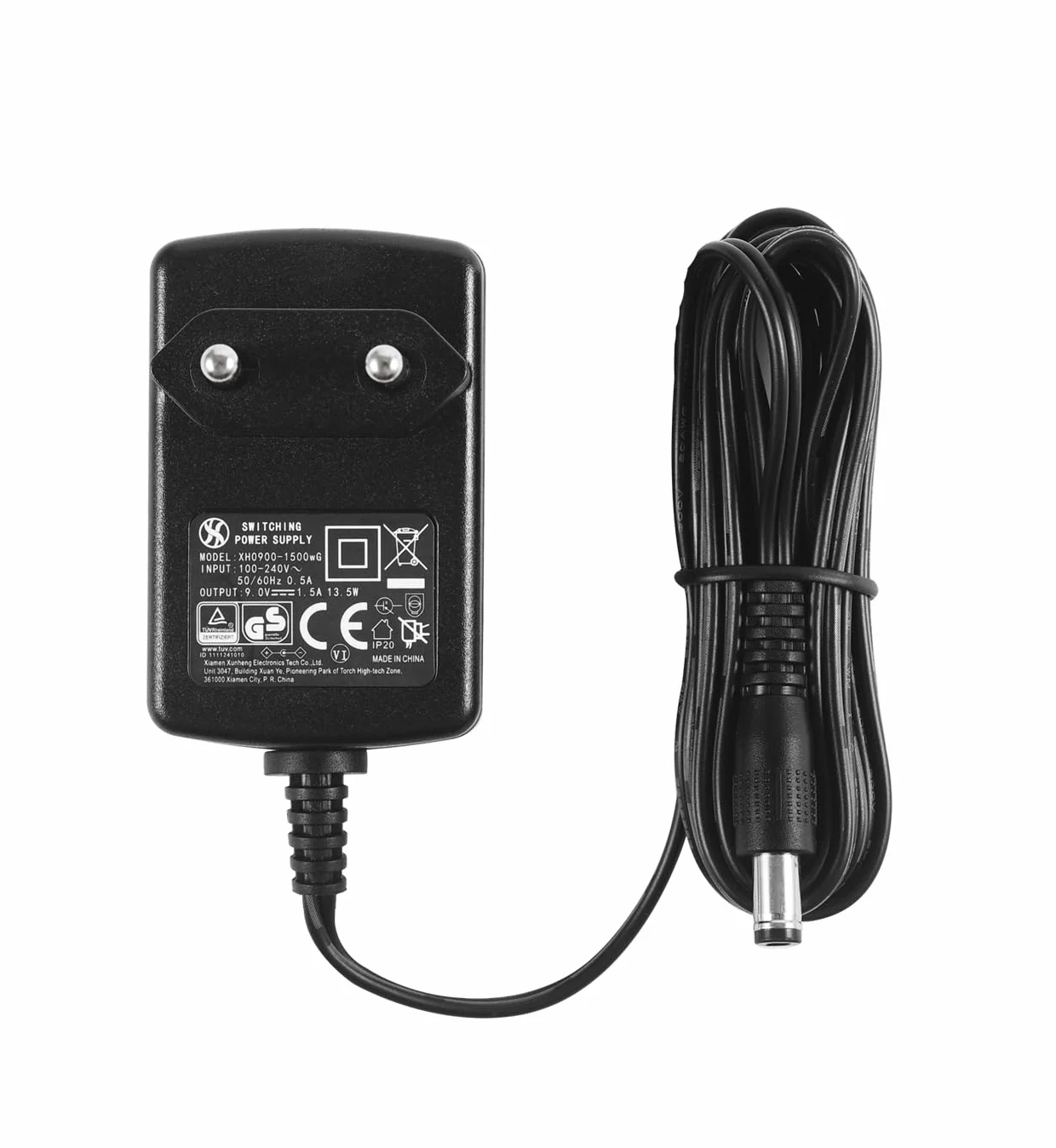 gitarowy 9 V 1,5 A DC adapter zasilający, z 5 przewodami Daisy Chain, do pedałów efektów gitarowych, centralnego negatywu