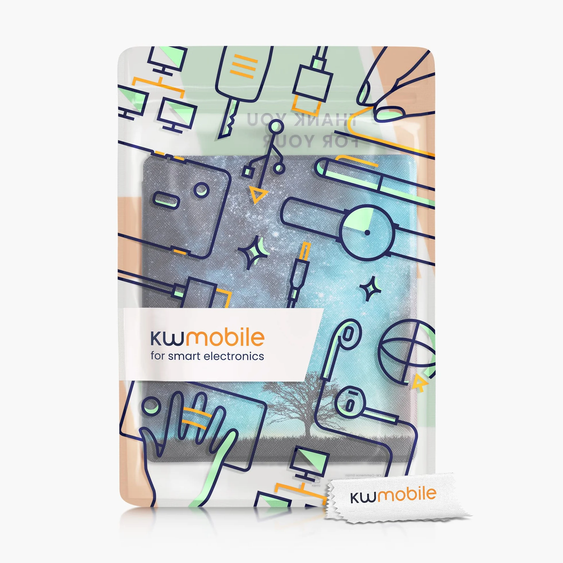 kwmobile Etui z Klapką Kompatybilne z Amazon Kindle Oasis 10. Generacji - Etui na czytnik e-booków - Galaxy Tree Meadow Niebieski Szary Czarny