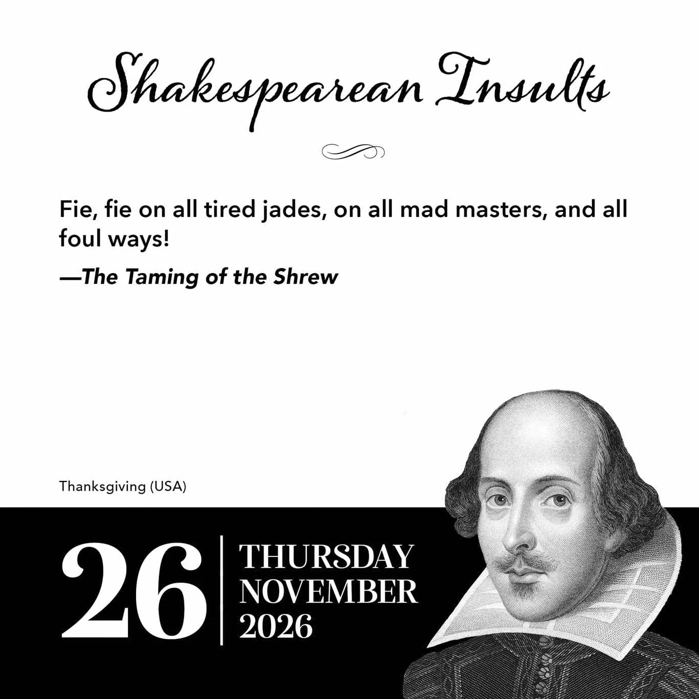 Shakespearean Insults 2026 Day-to-Day Calendar