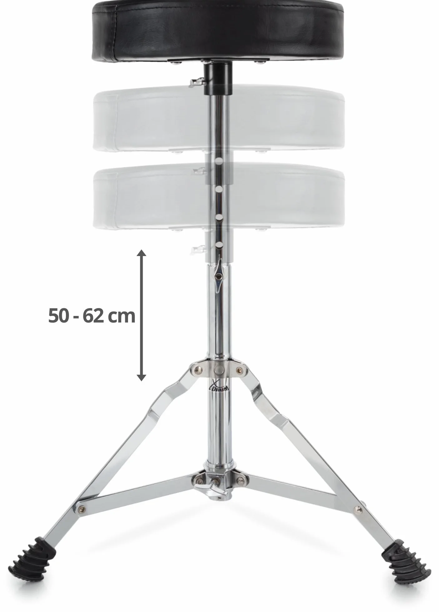 Xdrum Semi Stołek Perkusyjny, Czarny/Srebrny, 50-62 cm