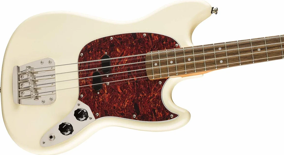 Squier by Fender Classic Vibe Mustang Bas z lat 60-tych - laur - biały olimpijski