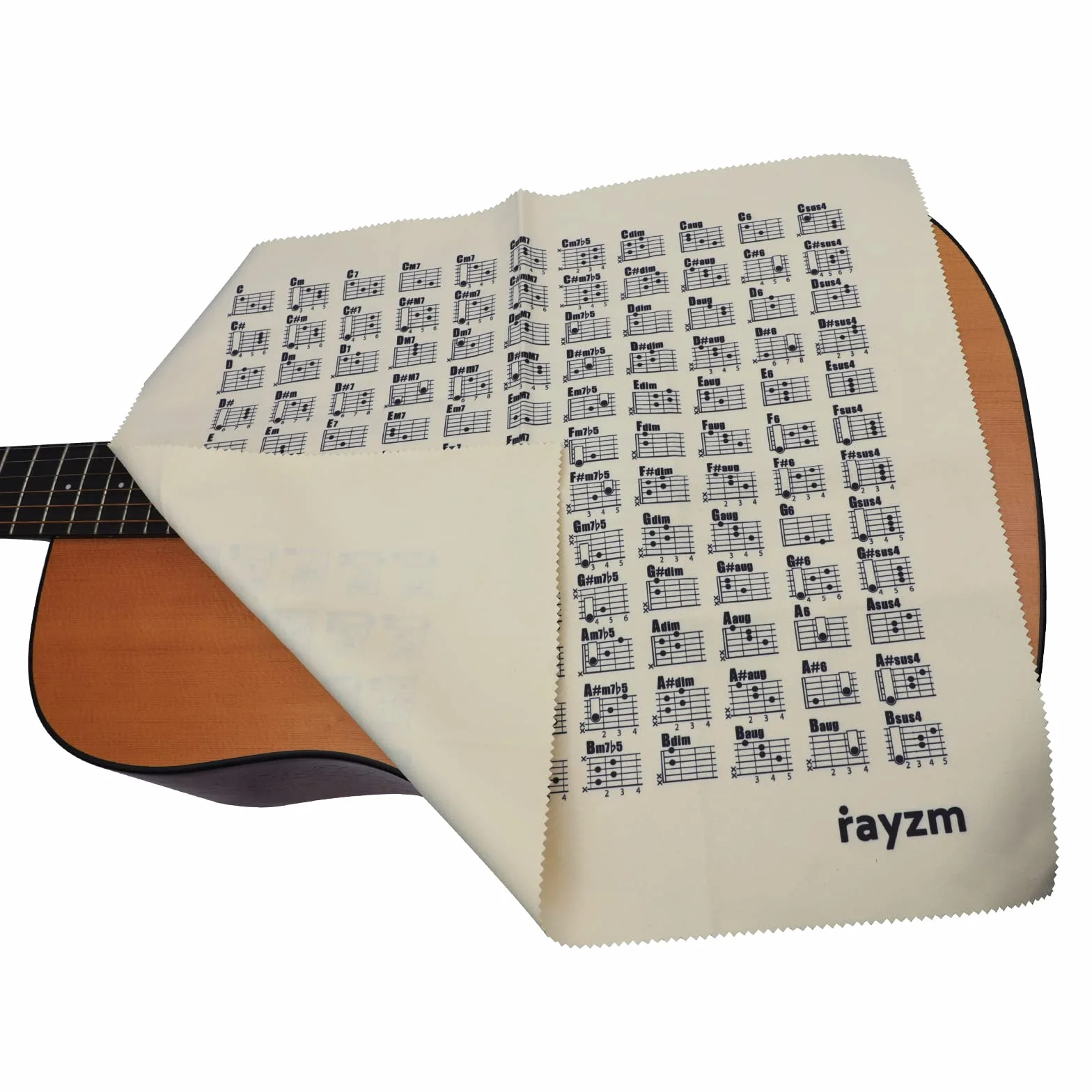 Rayzm Szlaban ze stali nierdzewnej do gitary i tabela akordów gitarowych, ściereczka do czyszczenia, 6 * 2,1 cm (Dł*Śr) Szlaban na palce do struny gitarowej