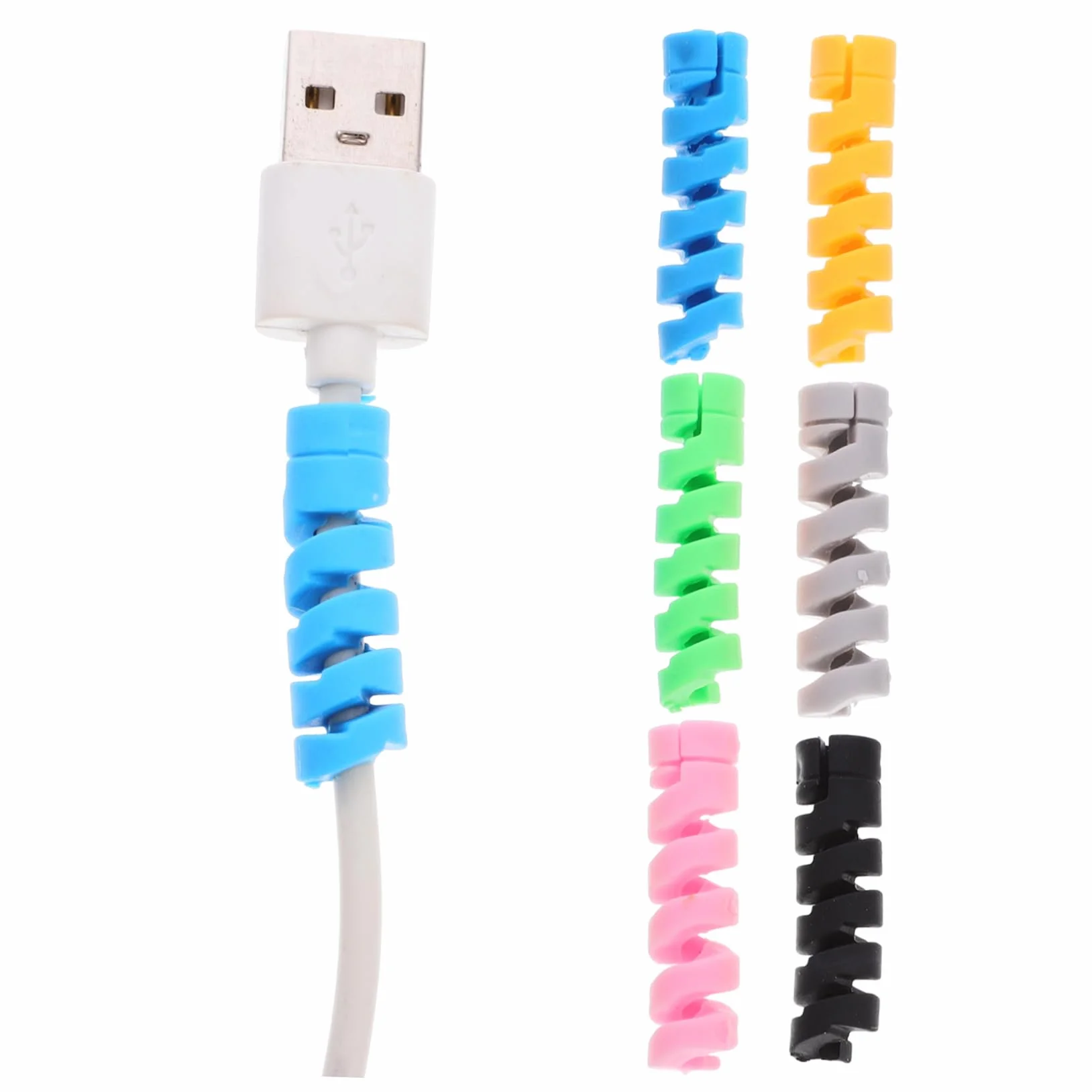 30szt Tuleja Ochronna Kabla Danych Elastyczna Osłona Kabla Spiralna Osłona Przewodu Usb Zabezpieczenie Kabla Myszy Kabel Do Ładowania Żel Krzemionkowy Przeciwzłamaniowy