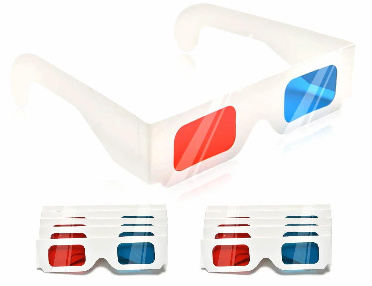 10 par okularów 3D, papierowe okulary stereo, czerwone i niebieskie soczewki, filmy 3D i dekoracje podróżne, używane do rozrywki domowej, sale szkolne, wystawy naukowe