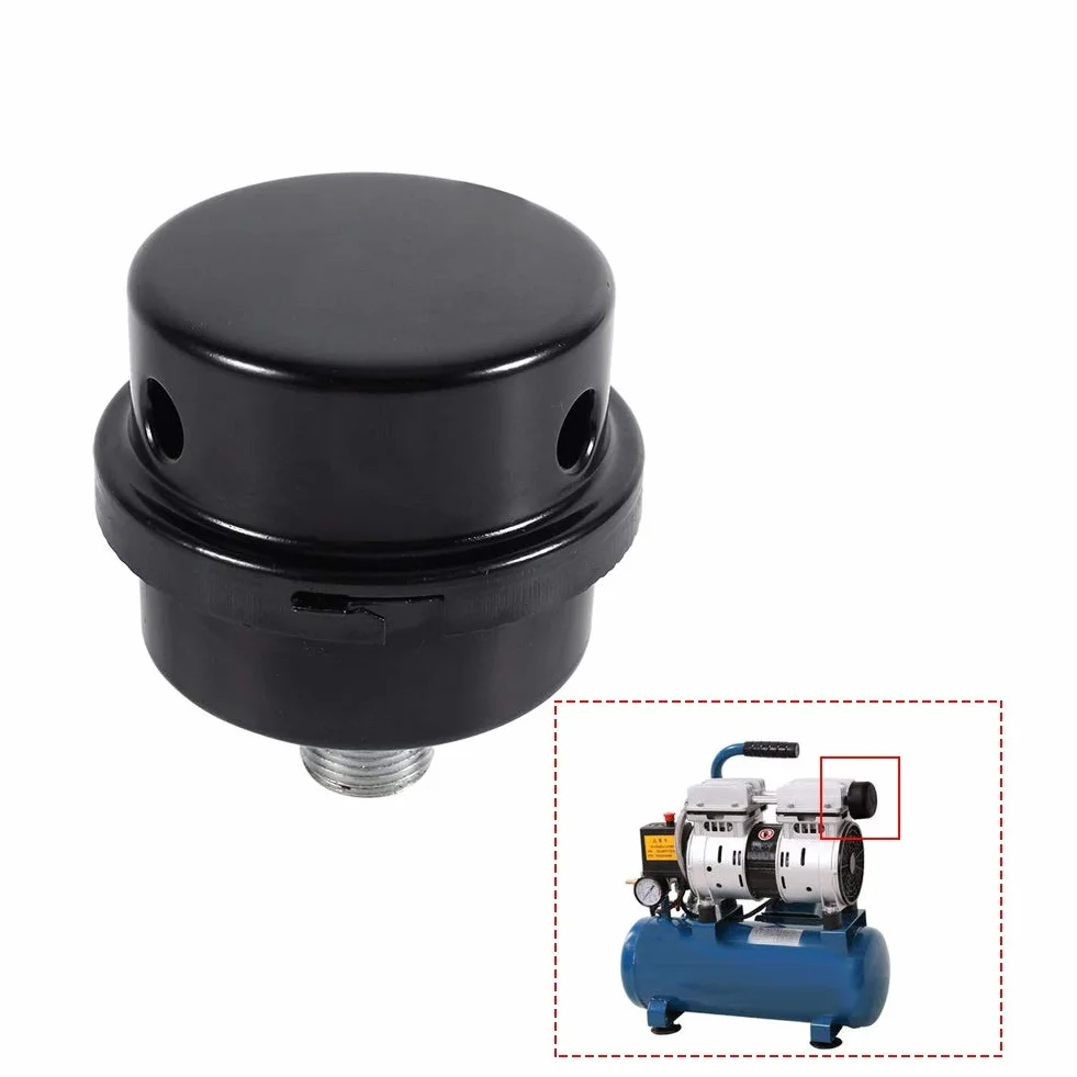 Nikou Części filtra oleju sprężarki powietrza tłumik, 3/8" 16 mm metalowy tłumik gwint dolotowy sprężarki powietrza do części zamiennych sprężarki powietrza filtr powietrza