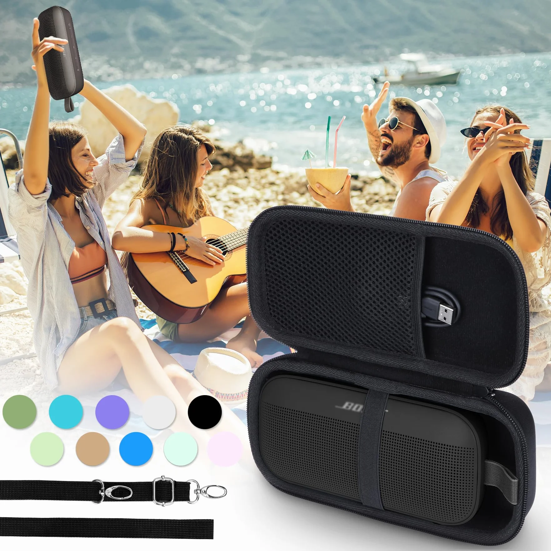 Lebakort Twarde etui kompatybilne z przenośnym głośnikiem Bluetooth Bose SoundLink Flex (2. generacji), Fioletowa obudowa, Hard Case for Soundlink Flex, Nowoczesny