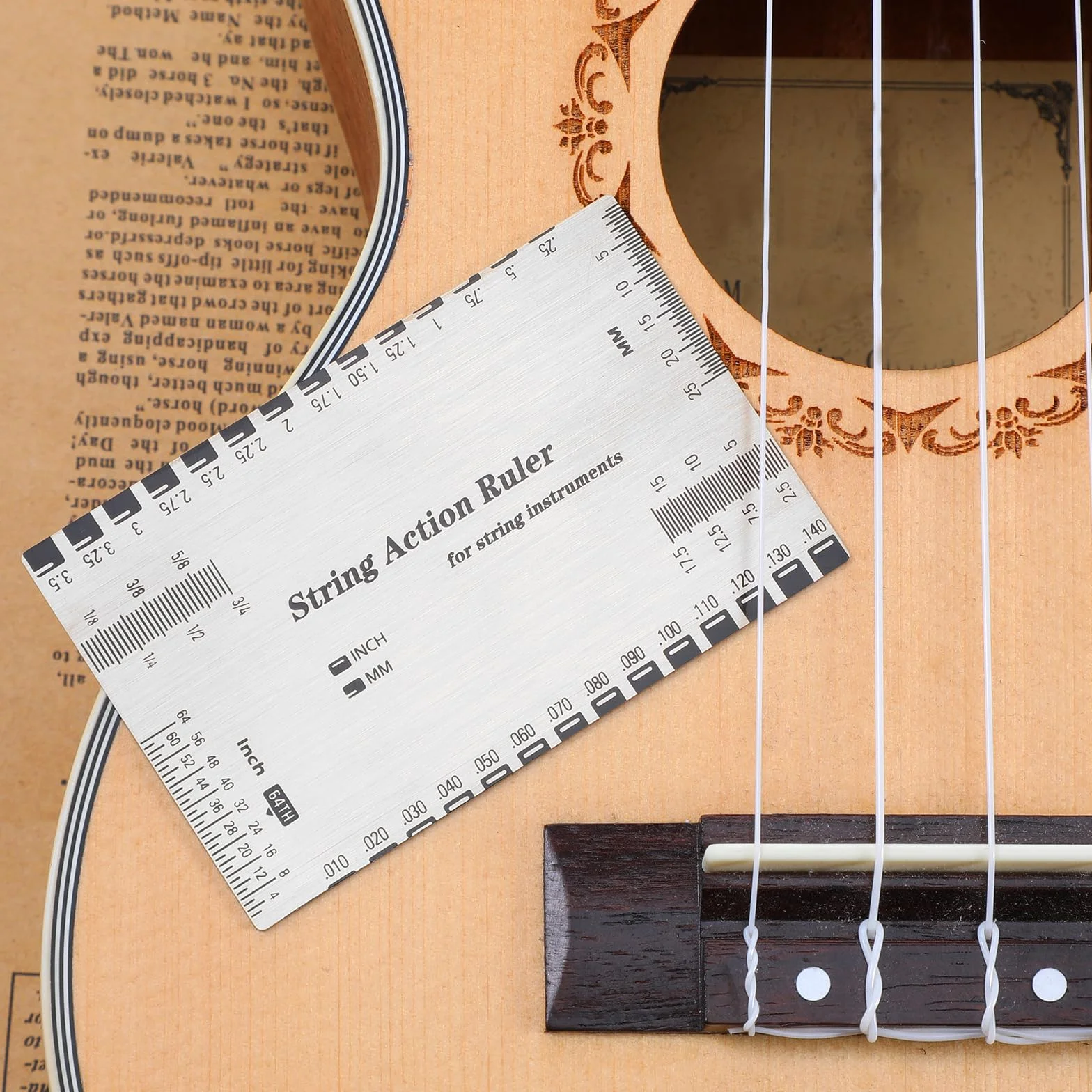 Gjinxi Linijka strunowa, miernik akcji lutnika do elektrycznej i akustycznej gitary, gitara, zestaw narzędzi pomiarowych do gitary i mandoliny