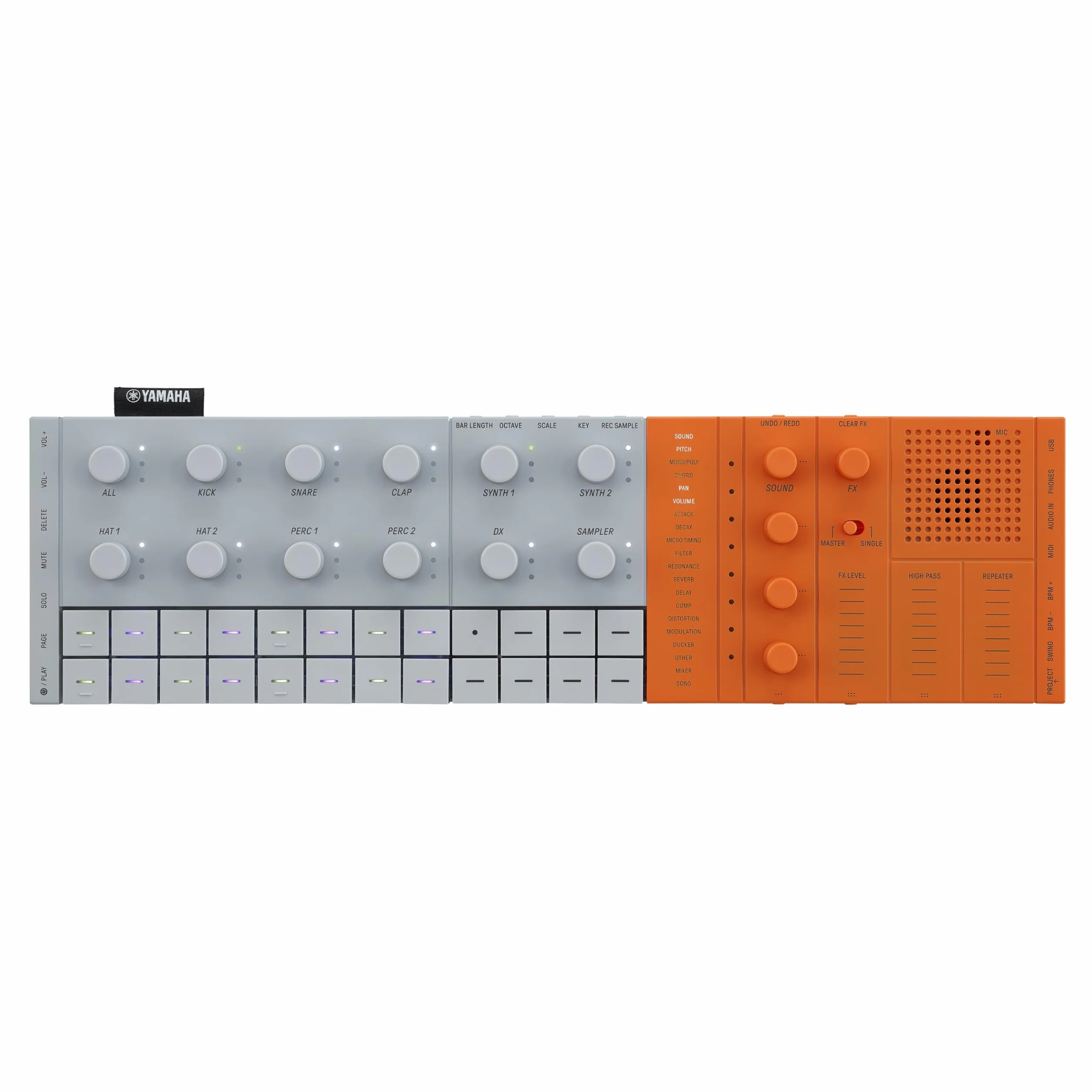 Yamaha SEQTRAK Mobile Music Ideastation – All-in-One Music Production Studio with Dual Sound Engines, Onboard Sampling, Built-In Speaker, and Rechargeable Battery – Orange