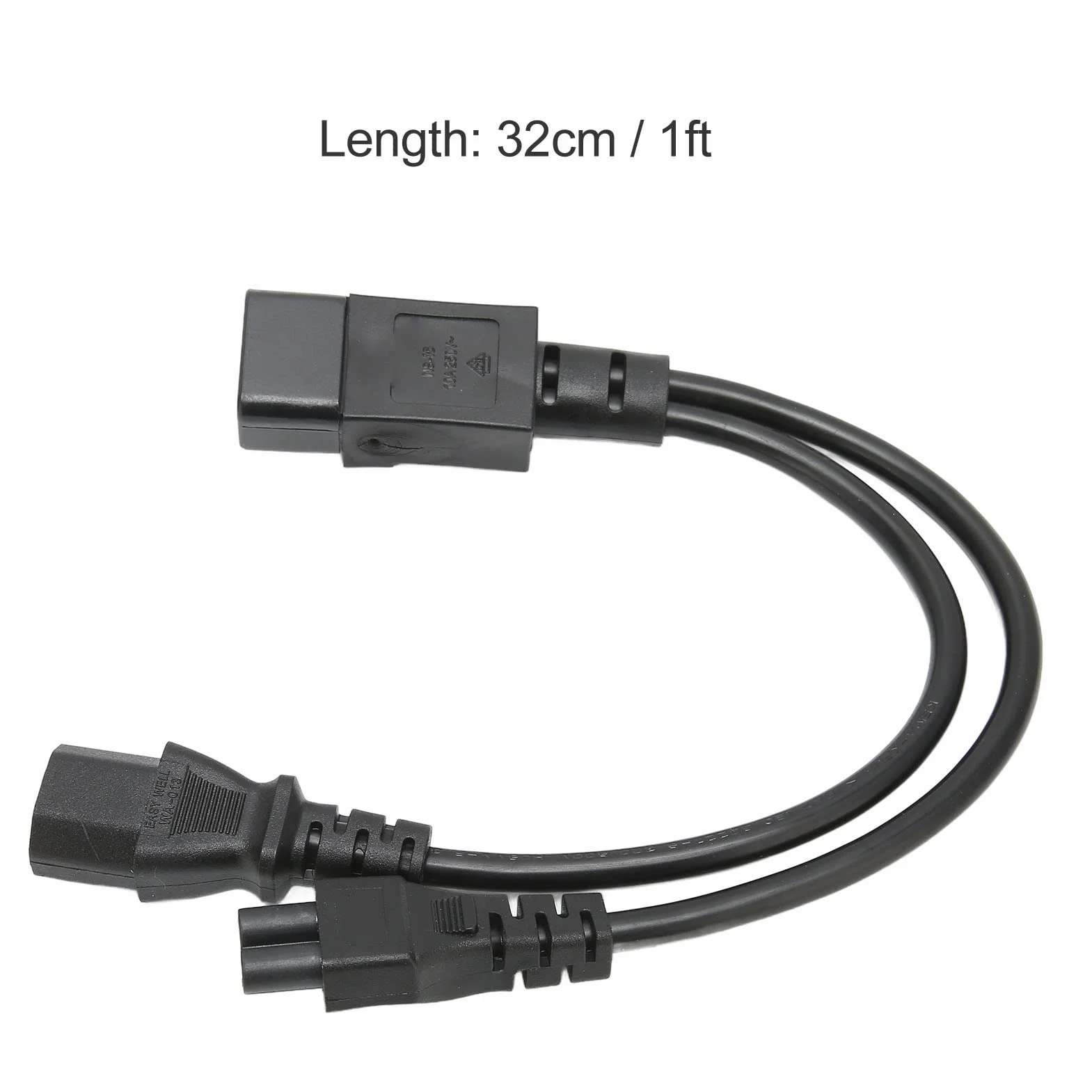 Kabel żeński IEC 320 C14 do C5 i C13, Przewód z Wtyczką Rozgałęźnika 1 Ft Y, Pojedynczy Kabel Zasilający C14 Męski C14 na C13 i C5 10 A 250 V, Ognioodporny, Odporny na Wysoką Temperaturę