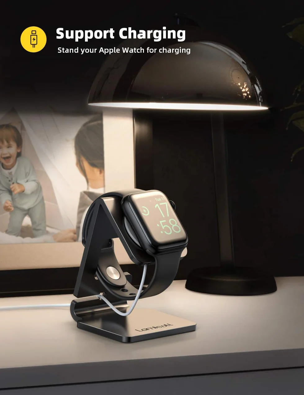 Lamicall Stojak na Apple Watch, stojak do ładowania - biurko iWatch uchwyt stacja dokująca do Apple Watch Ultra 3/2/1, Series 11/10/9/8/SE2/7/6/SE/5/4/3/2/1 (49/45/44/42/41/38mm) [bez ładowarki