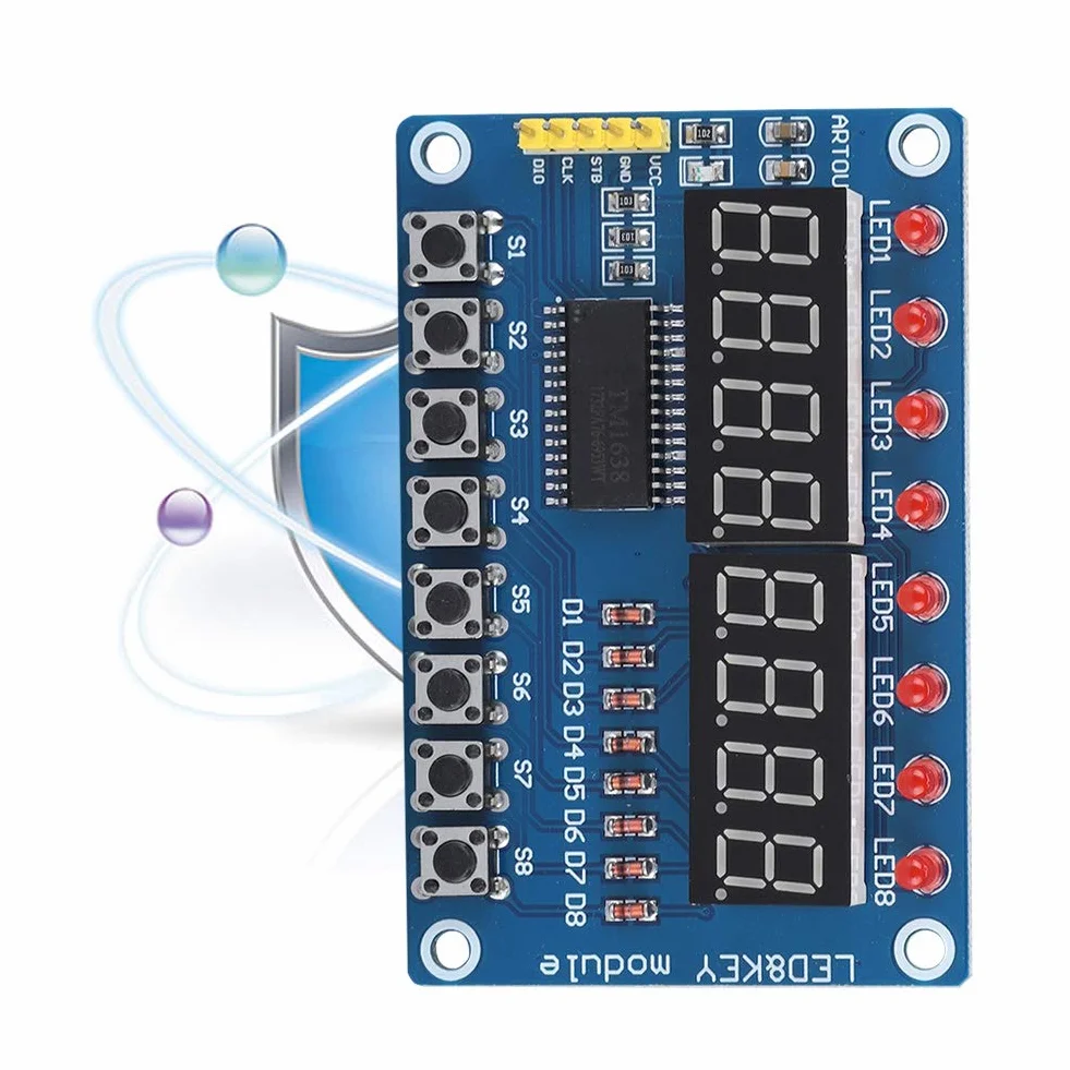 Tonysa 8-bitowy cyfrowy moduł wyświetlacza LED, TM1638, entuzjaści elektroniki, profesjonaliści, moduł wyświetlacza
