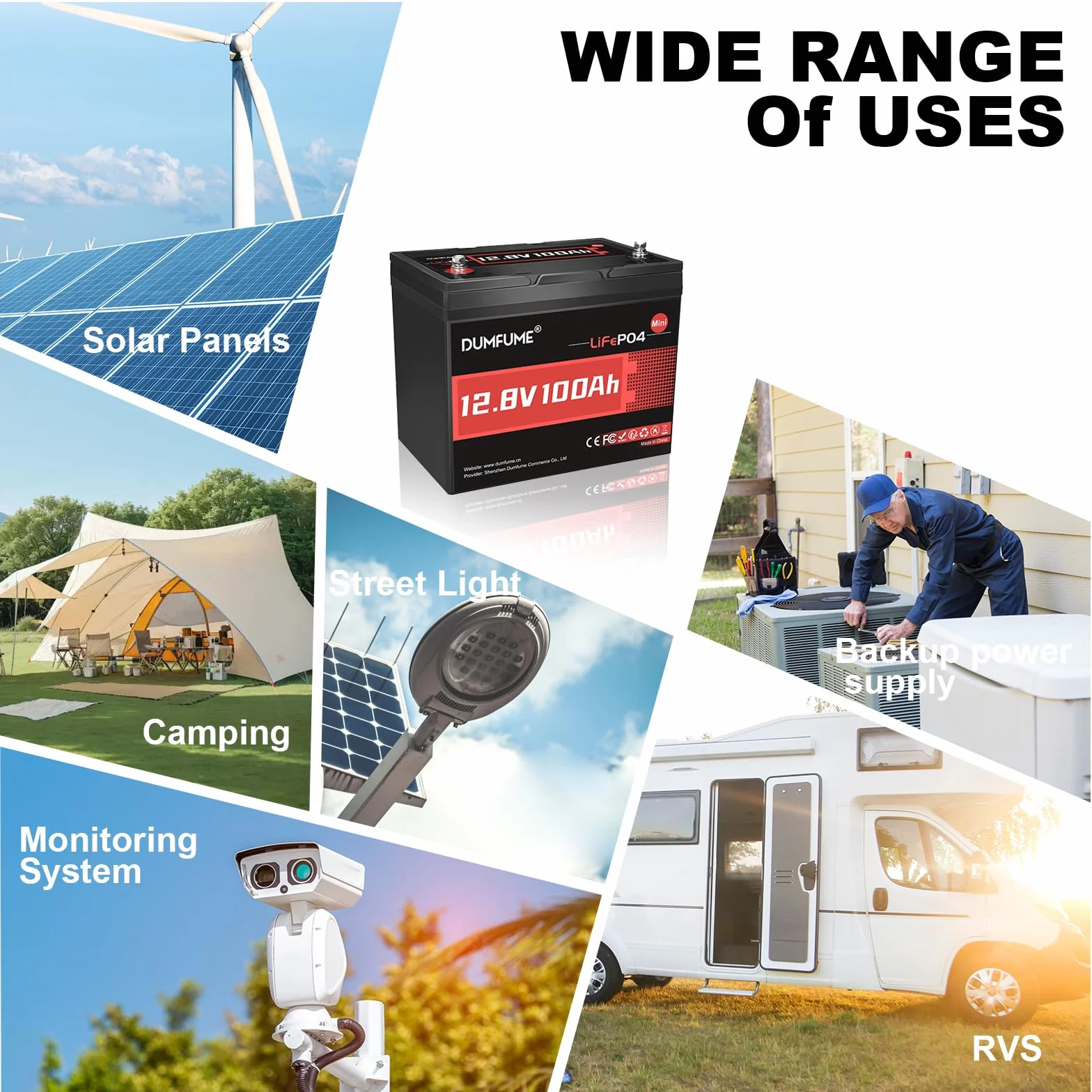 12V 100Ah Mini Bateria Litowa LiFePO4, BMS 100A, 1280Wh, do 15000 Cykli, Żywotność 10 Lat, Perfekcyjna do Kamperów, Systemów Solarnych i Domowego Magazynowania Energii