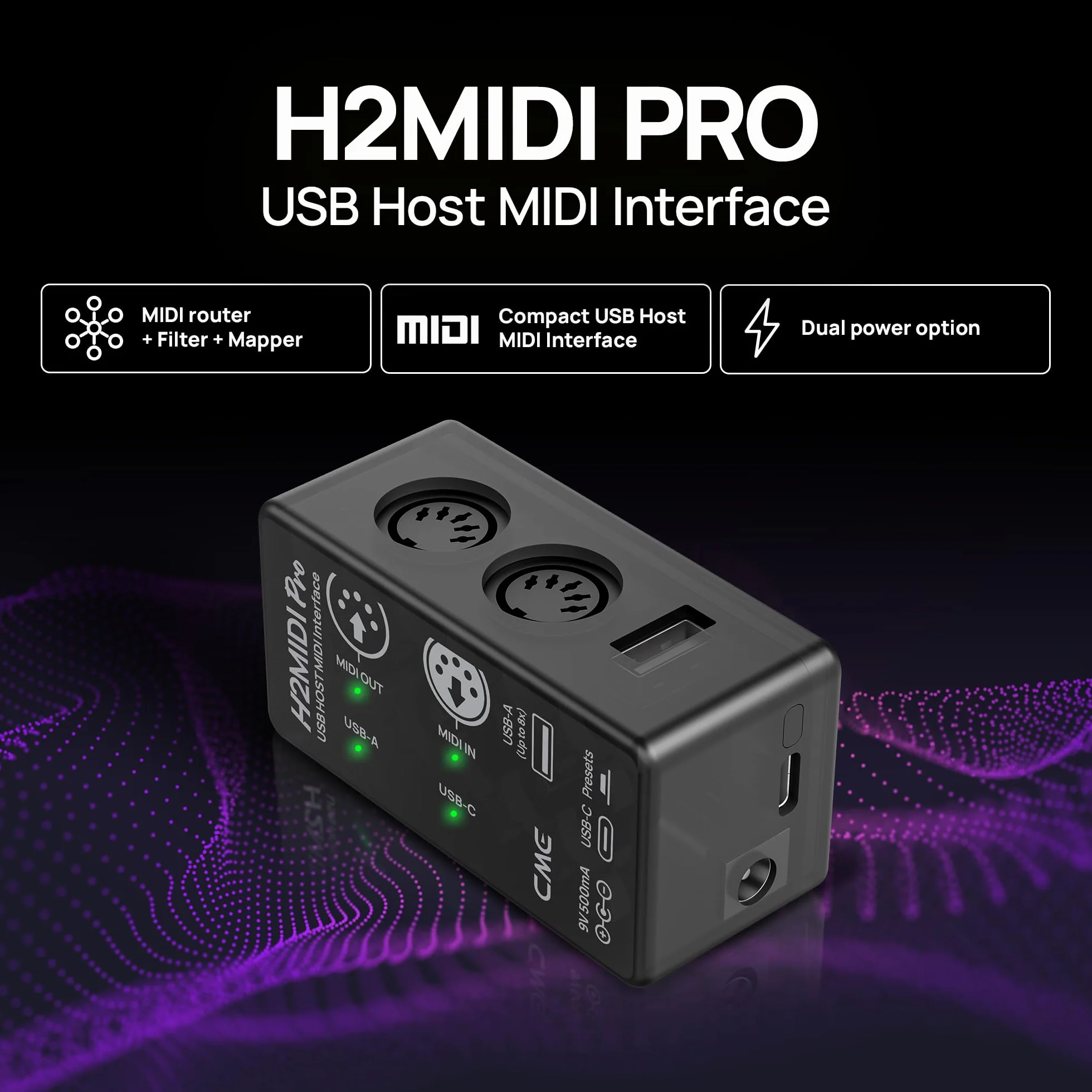 CME H2MIDI Pro interfejs MIDI USB 32-bitowy procesor podwójne zasilanie kompaktowy