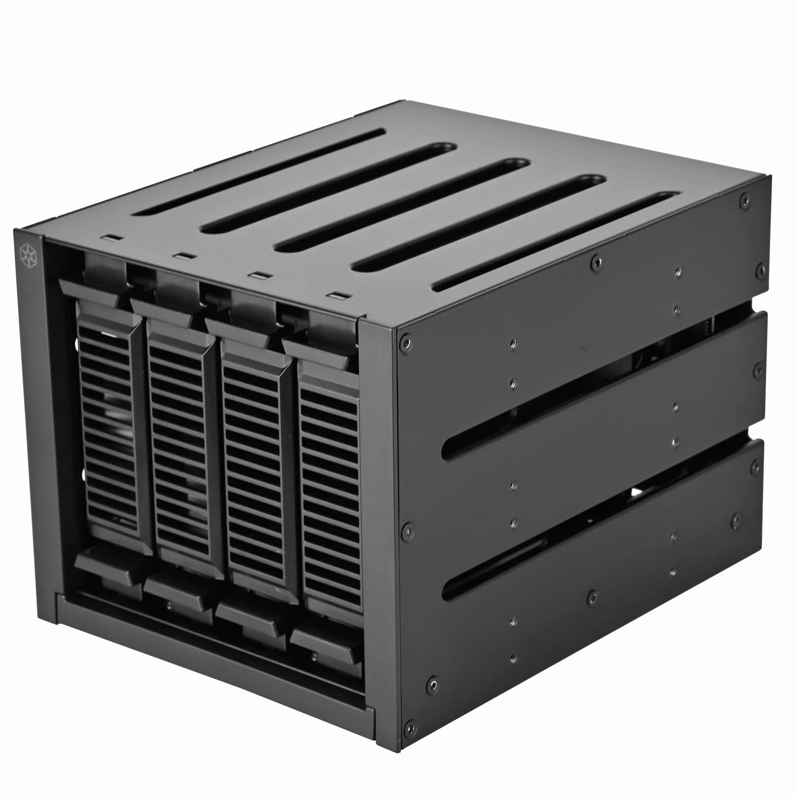 SilverStone Technology SST-FS304B-V, trzy kieszenie na urządzenia 5,25 cala na cztery 3,5-calowe gniazda SAS 12 G/SATA 6 Gbit/s z obsługą 9,5 mm Slim ODD