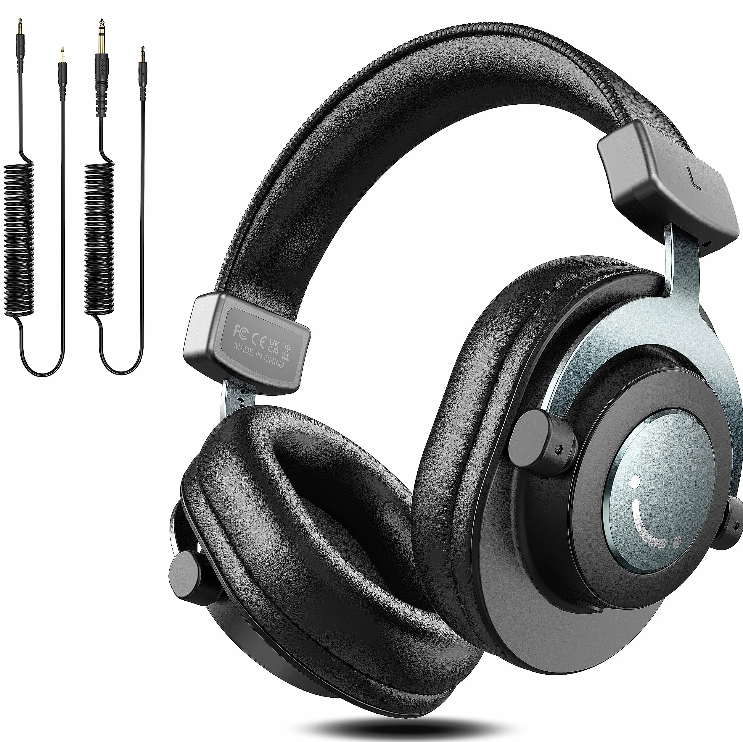 FIFINE Słuchawki nauszne z kablem, słuchawki studyjne z wtyczką jack 6,35 i 3,5 mm i sterownikiem 50 mm, zamknięte słuchawki DJ do monitora, studia, podcastów, nagrywania, telefonu komórkowego,