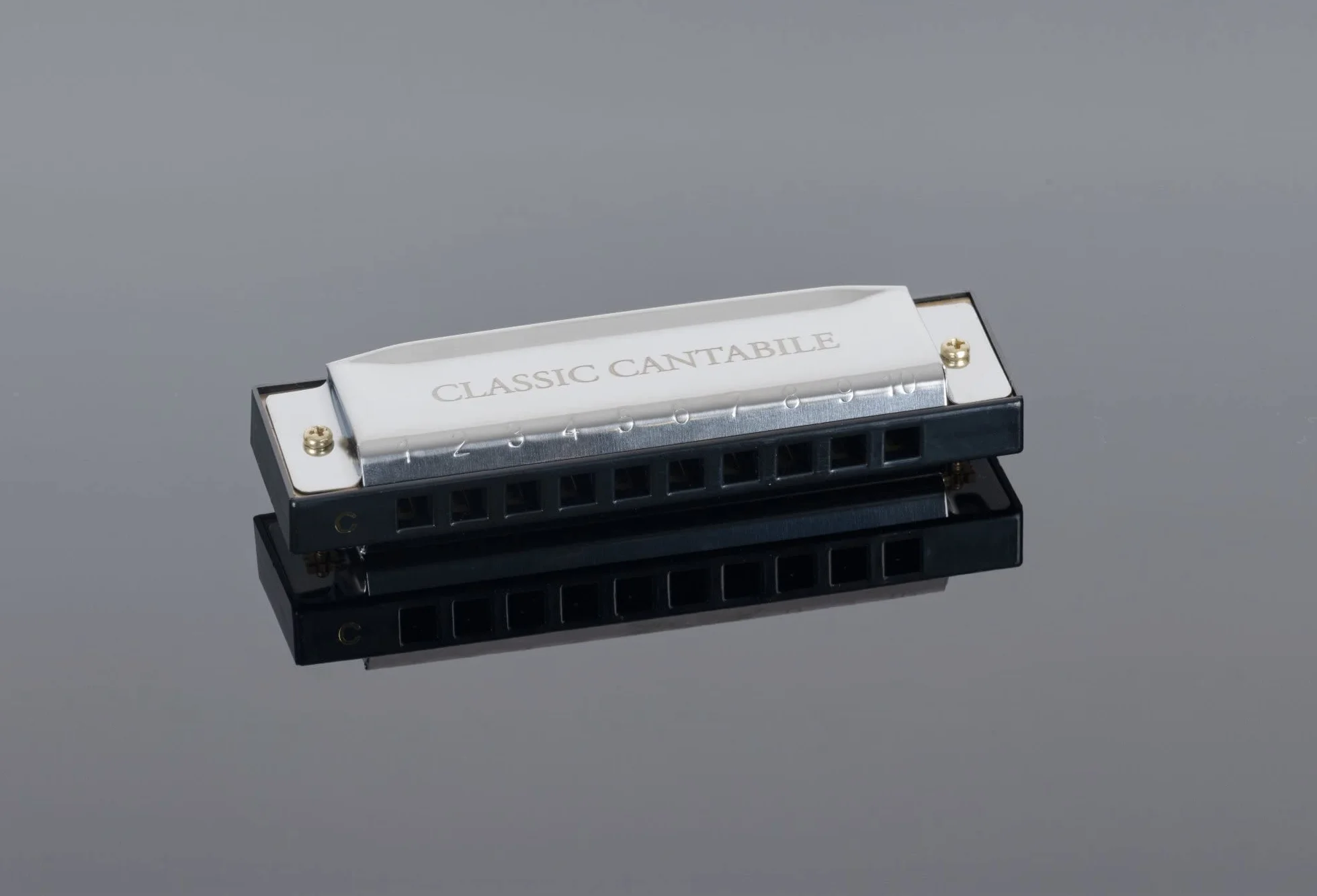 Classic Cantabile AHB-150 ECO Alabama Blues Harmonica C-Dur - harmonijka diatoniczna z 10 mosiężnymi strojami - idealna dla początkujących - chromowana obudowa ze stali nierdzewnej - w zestawie etui i