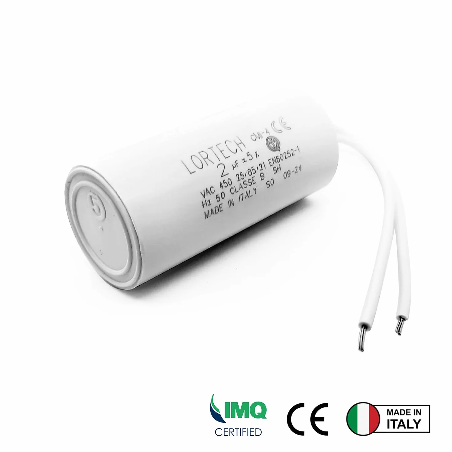 LORTECH Kondensator silnika 2 µF - Ø 25mm x 55mm - Wyprodukowano we Włoszech