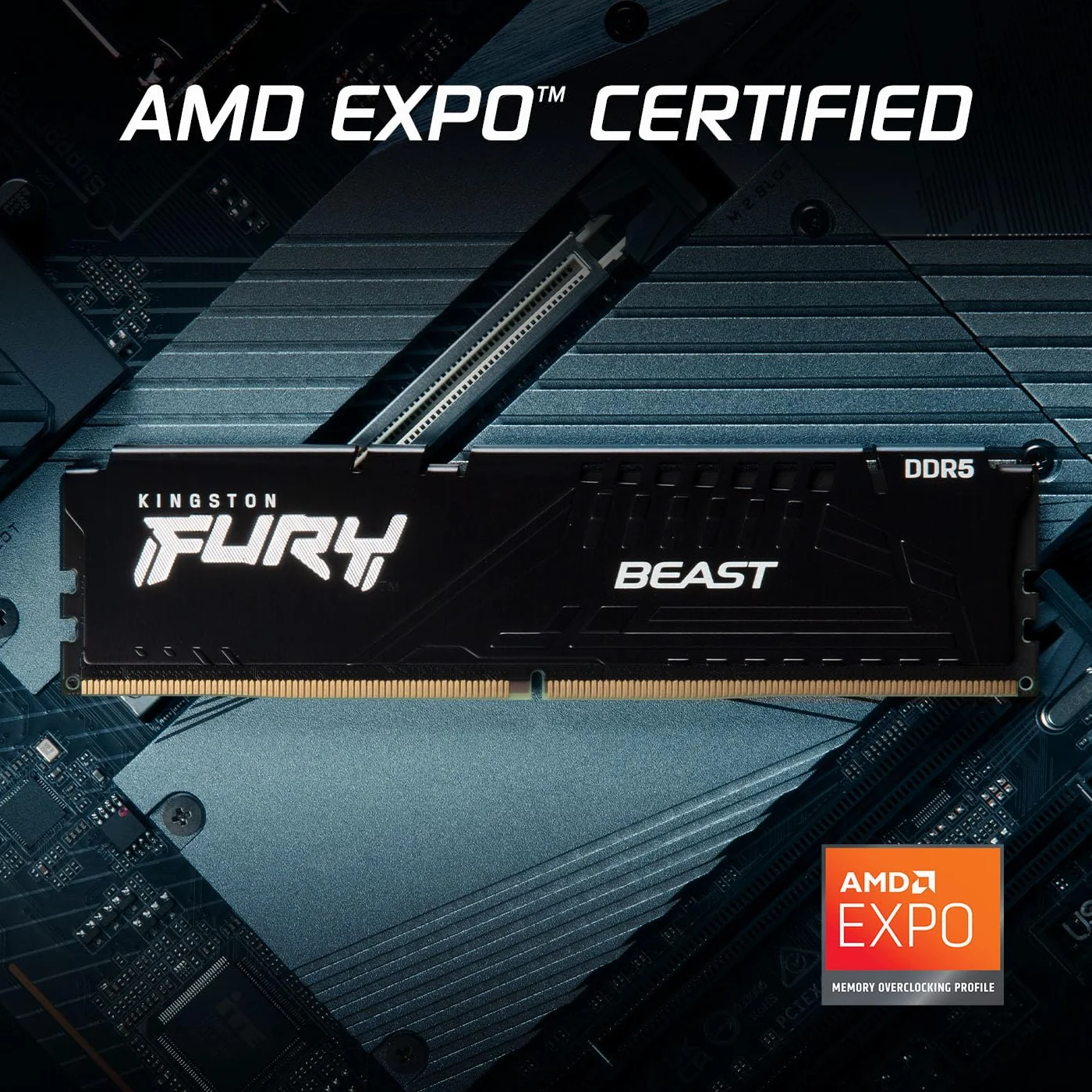 Kingston FURY Beast Black DDR5 32 GB (2 x 16 GB) 6000 MT/s CL30 DIMM zestaw pamięci do gier stacjonarnych z 2 AMD EXPO i Intel XMP - KF560C30BBEK2-32