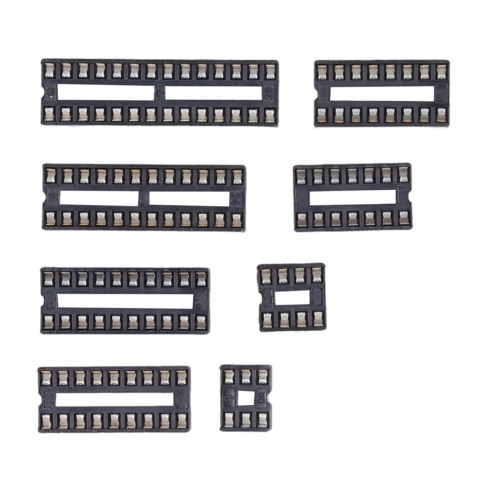 66 szt. DIP IC Chip Socket 6P do 28P Izolacyjne Plastikowe Dwurzędowe Płaskie Piny IC Gniazda Typ Lutowania Zestaw Asortymentowy