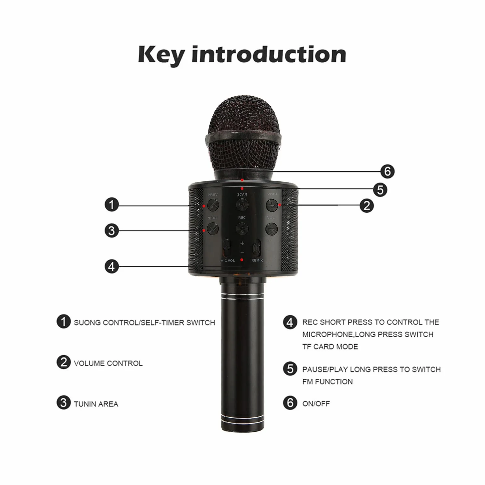 Bezprzewodowy Mikrofon do Karaoke Bluetooth, Przenośny Ręczny Głośnik z Mikrofonem 4 w 1, Stereofoniczna Maszyna do Karaoke dla Dzieci i Dorosłych, Prezenty Urodzinowe i świąteczne (Czarny)