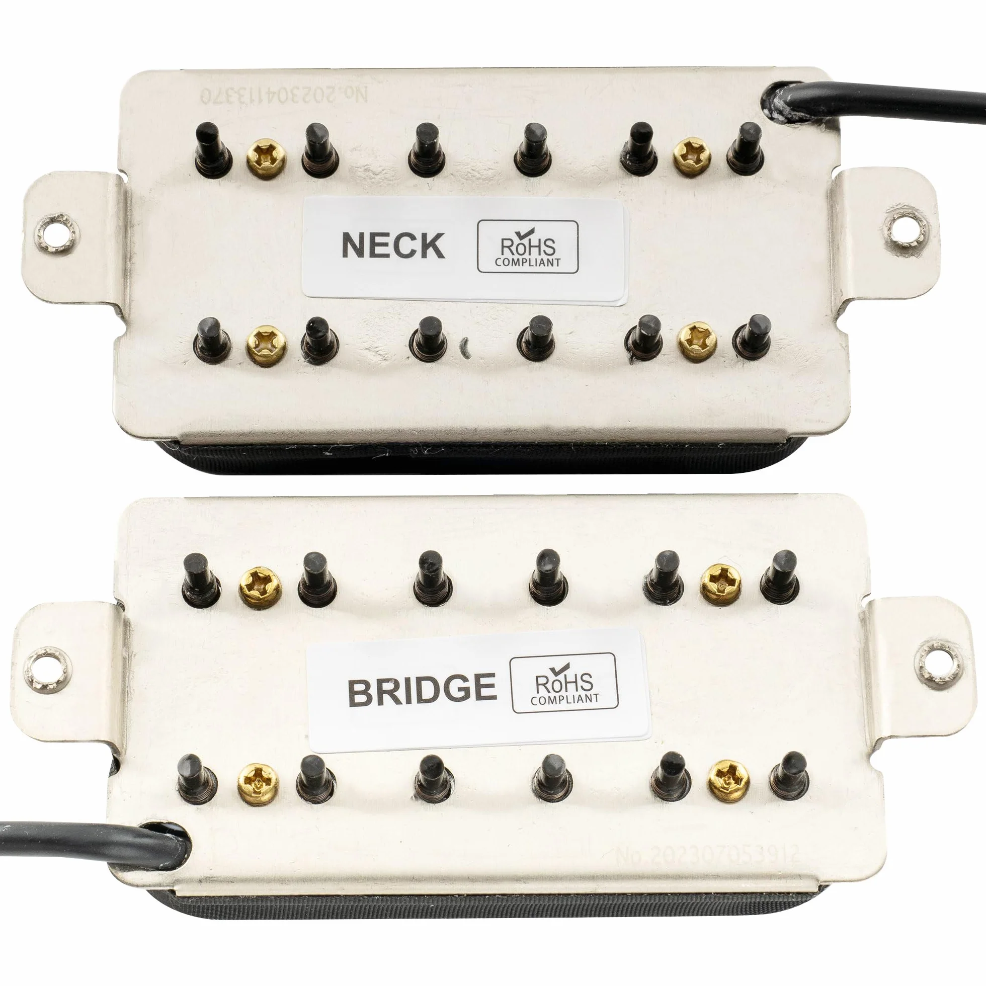 Musiclily Pro HH-HEXA Alnico 5 Odkryty Przetwornik Humbucker Regulowany Sześciokątny Słupek Neck Bridge Pickups Set 7,8K/16K do Gitary Elektrycznej, Czarny