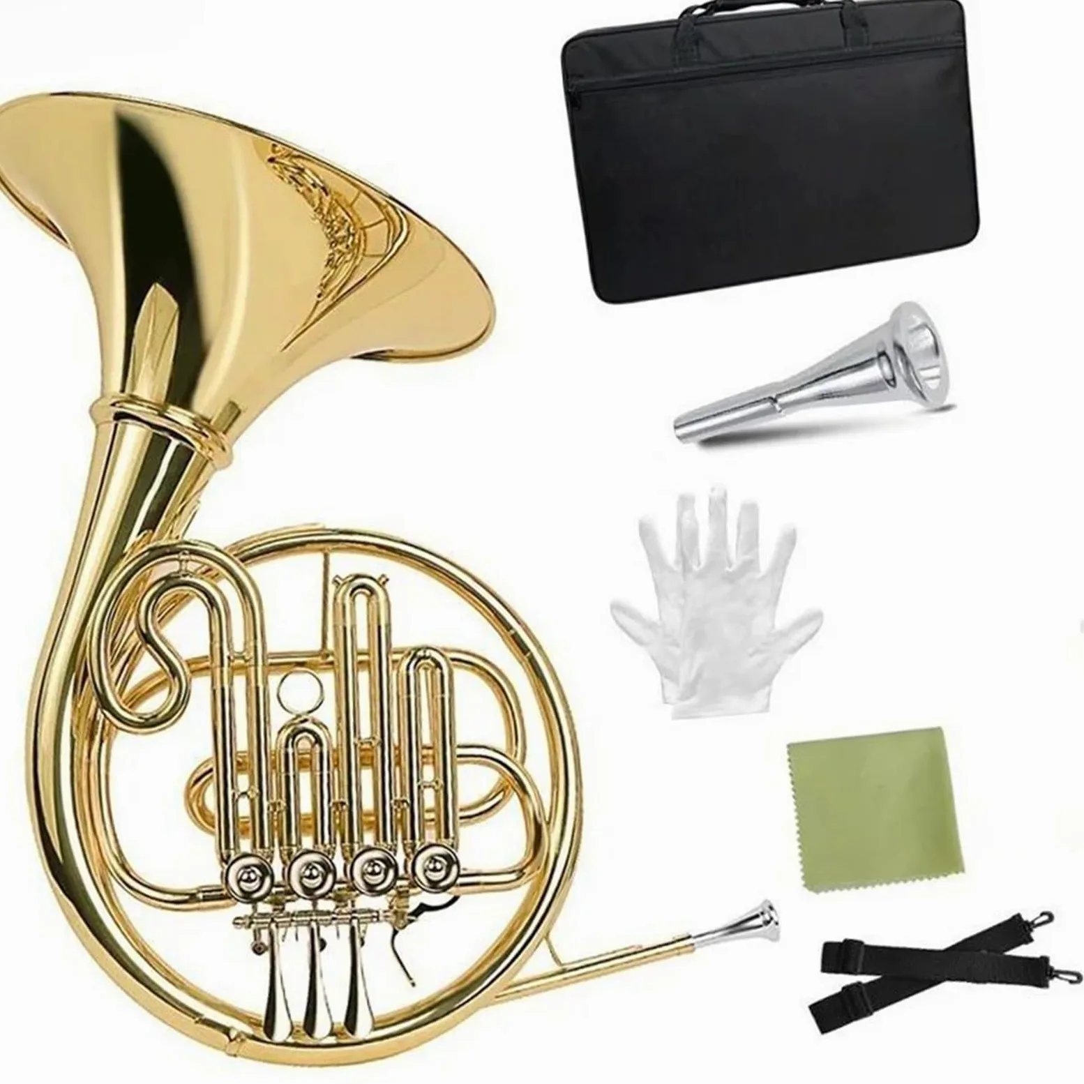 Róg francuski Metalowy płaski klucz B przenośny francuski róg początkujący profesjonalny instrument muzyczny