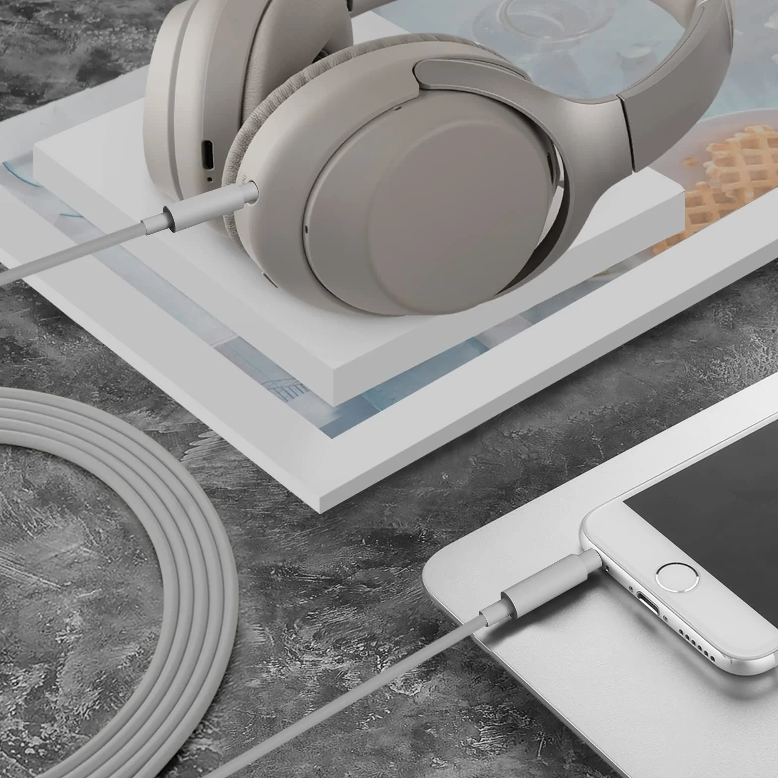 Geekria QuickFit Kompatybilny z kablem audio z Sony WH-1000XM5 WH-CH700N WH-CH710N WH-1000XM4 WH-1000XM3 WH-1000XM2 WH-XB910N XB900N XB950BT Auriculares, 3,5 mm kabel Estéreo de Repuesto (1,2 m)