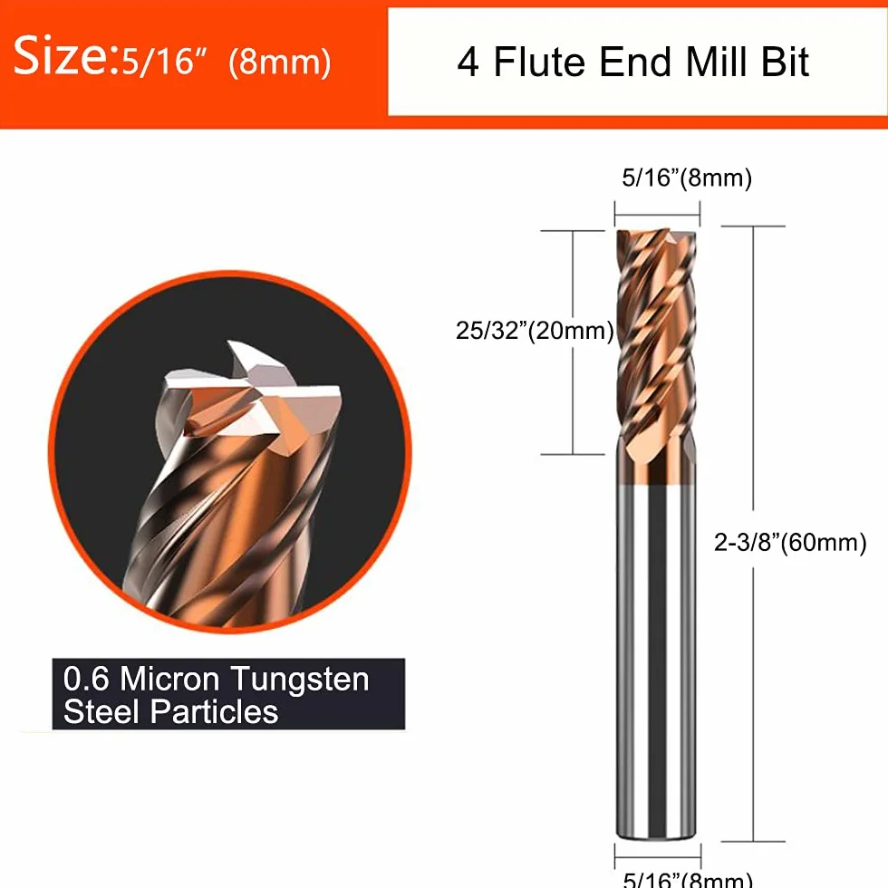 ASNOMY VHM Frez z twardym metalowym trzpieniem, AlTiN powlekany 55 HRC 4 cięcie, wiercenie, frezowanie, proste, zanurzane, CNC, węglik wolframu (8 mm)