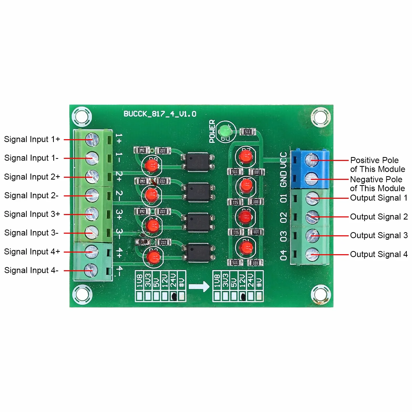 4-kanałowy Izolator Transoptorowy Moduł Konwertera Sygnału PLC PNP NPN na PNP 24V do 5V
