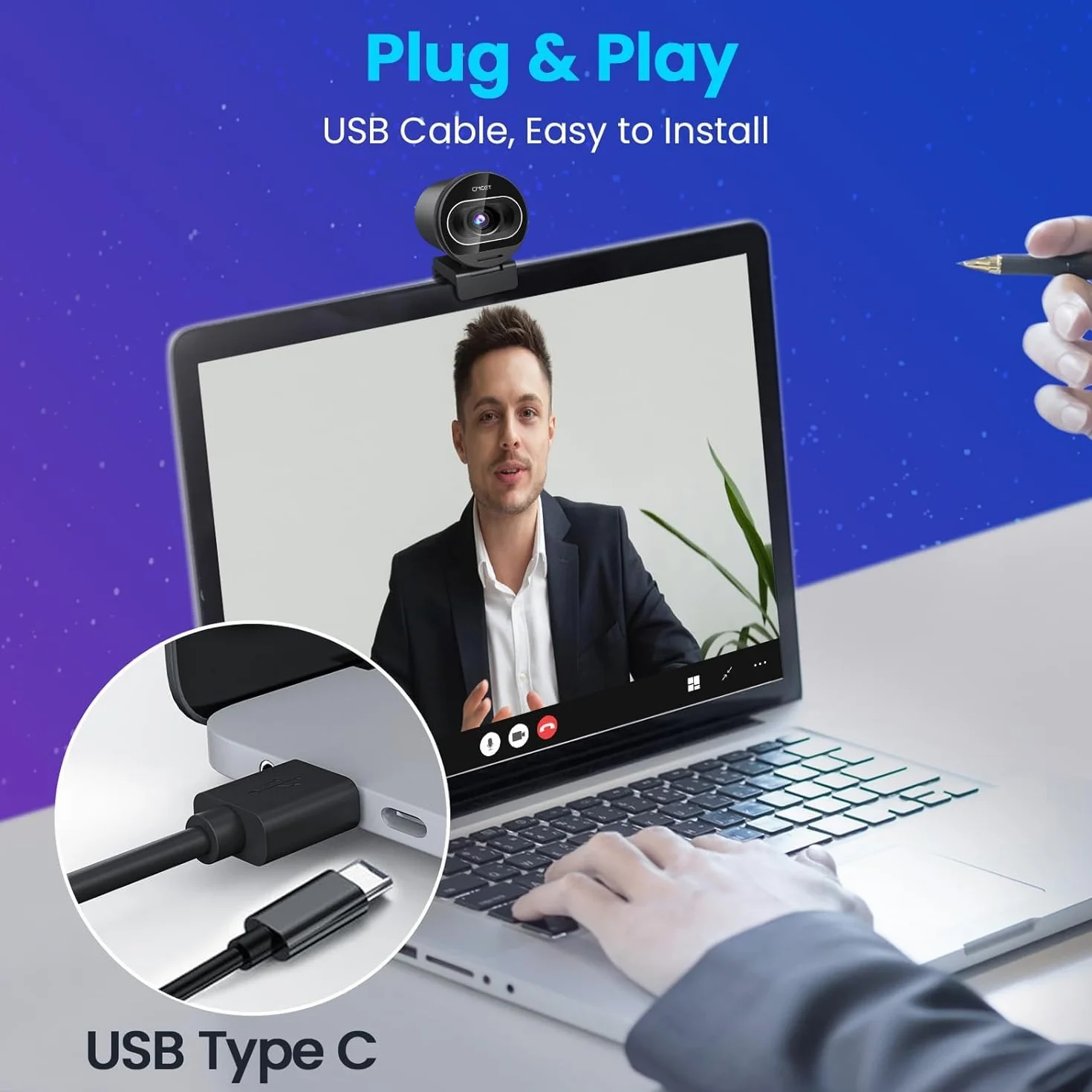 EMEET Kamera internetowa 4K S600, 1080p kamera internetowa do komputera z mikrofonem, PDAF autofokus, korekcja światła, pole widzenia 73°, ochrona danych, Plug & Play, kamera internetowa z mikrofonem