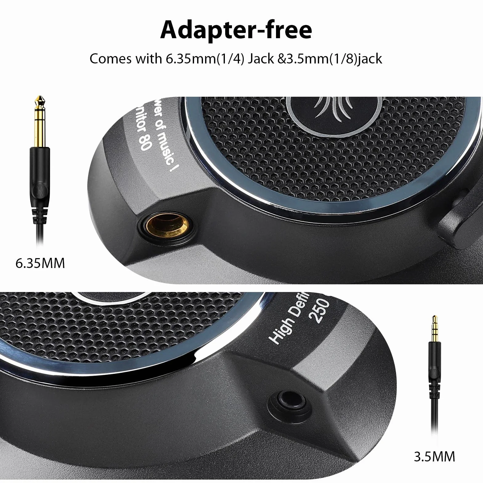 OneOdio Monitor 80 Professional Open-Back Premium słuchawki nauszne, najwyższej precyzji dźwięku 10-40k Hz, 2 odłączane kable do masteringu, studyjnego i krytycznego słuchania