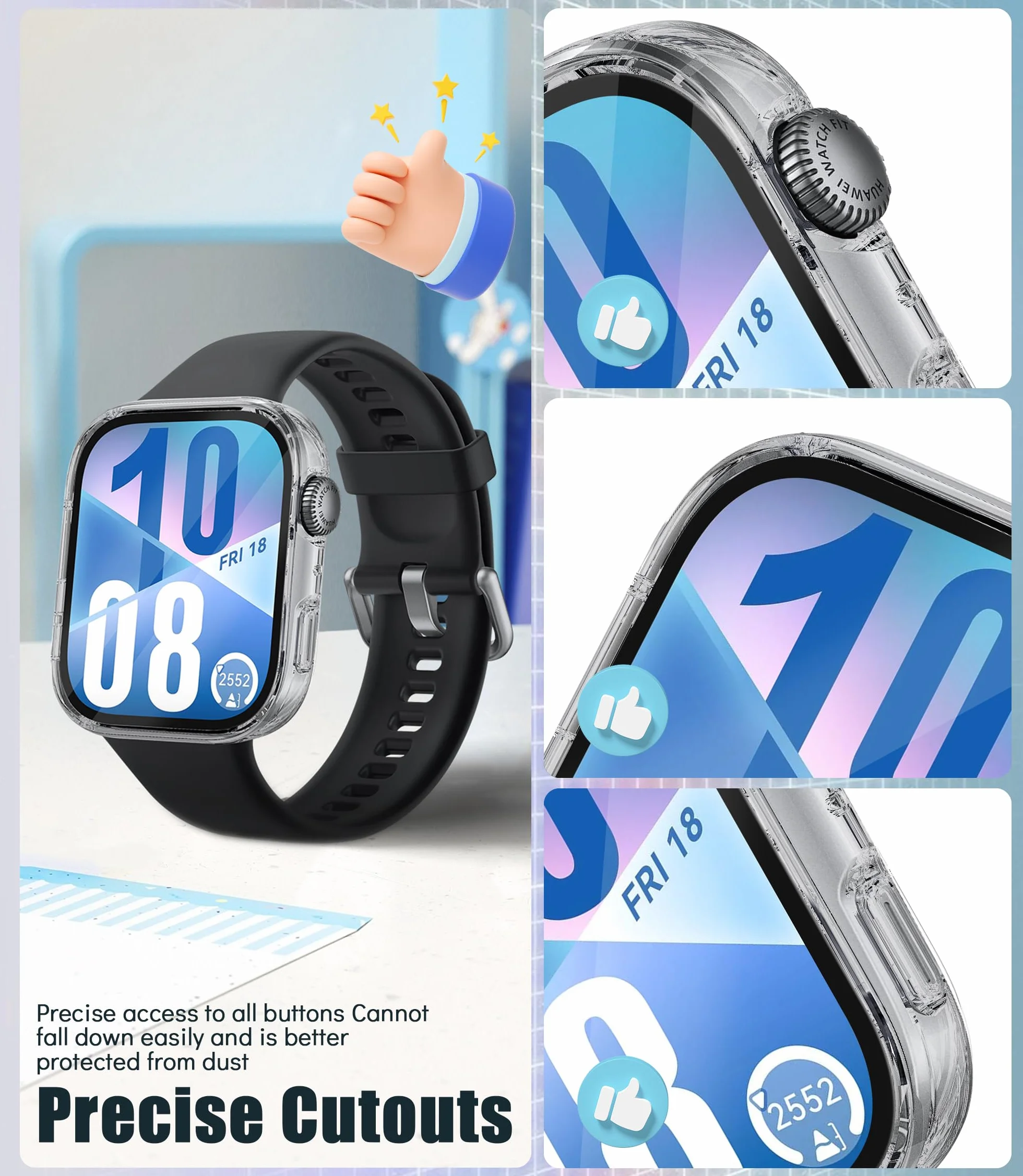 2 sztuki etui do Huawei Watch Fit 4 etui ochronne z ochroną wyświetlacza, twardy PC 360°, ochrona przed zadrapaniami, kurzem, ultracienkie etui ochronne do Huawei Watch Fit 4