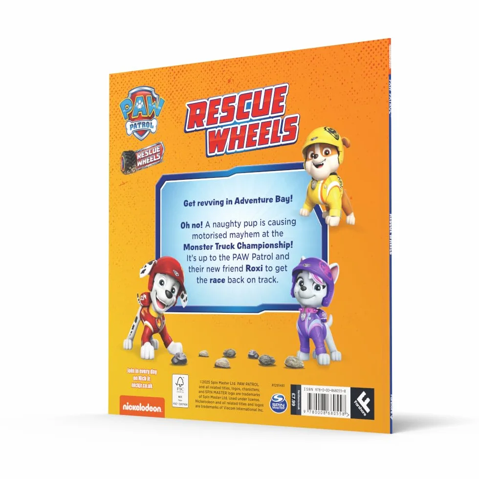 PAW Patrol Rescue Wheels Picture Book: Join Nickelodeon’s PAW Patrol in a new monster truck rescue adventure. The perfect gift for fans aged 4+.