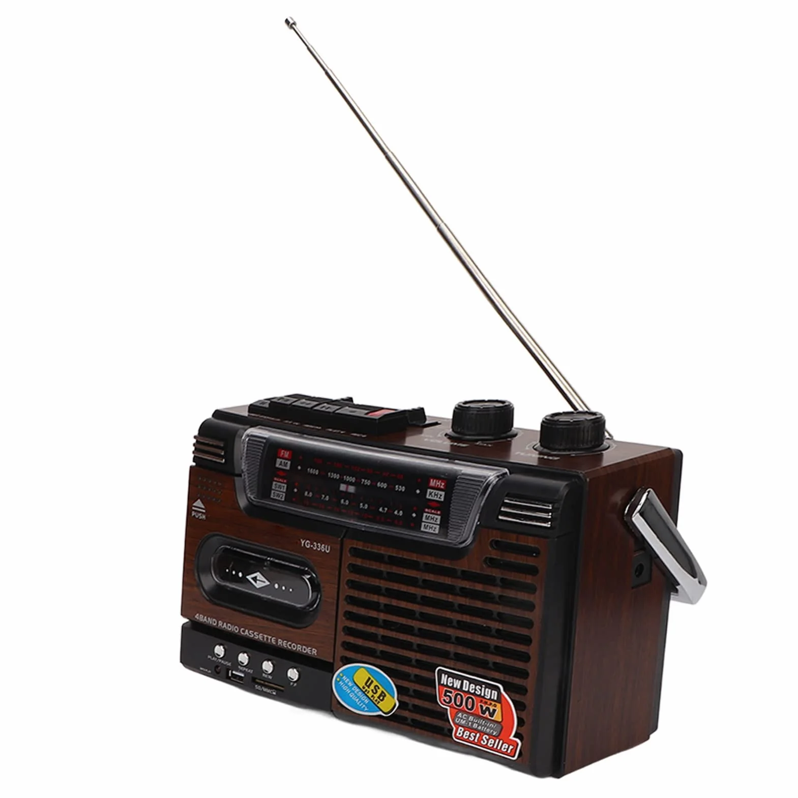 Przenośny odtwarzacz kasetowy, radio AM-FM, magnetofon kasetowy w stylu retro do domu i rozrywki, doskonała jakość dźwięku, częstotliwość robocza 530-1600 kHz,