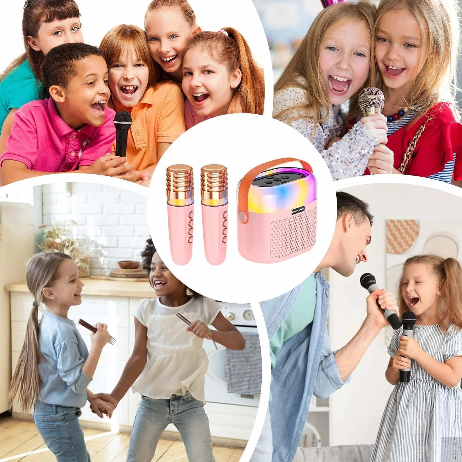 Przeno? maszyna do karaoke, karaoke dla dzieci - 1200mAh ?piewaj?ca maszyna do karaoke dla dzieci | 2 mikrofony bezprzewodowe, g?o?nik do karaoke, domowy system karaoke ?wi?teczne Halloween